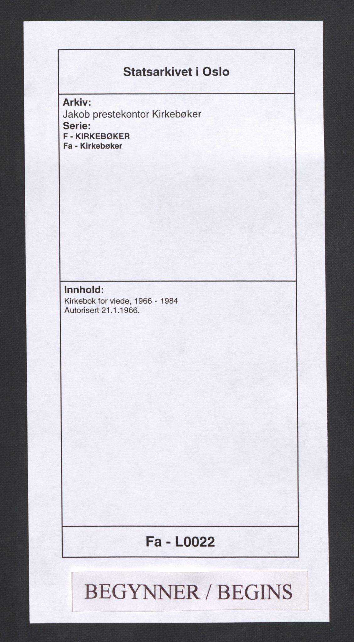 Jakob prestekontor Kirkebøker, AV/SAO-A-10850/F/Fa/L0022: Parish register (official) no. 22, 1966-1984