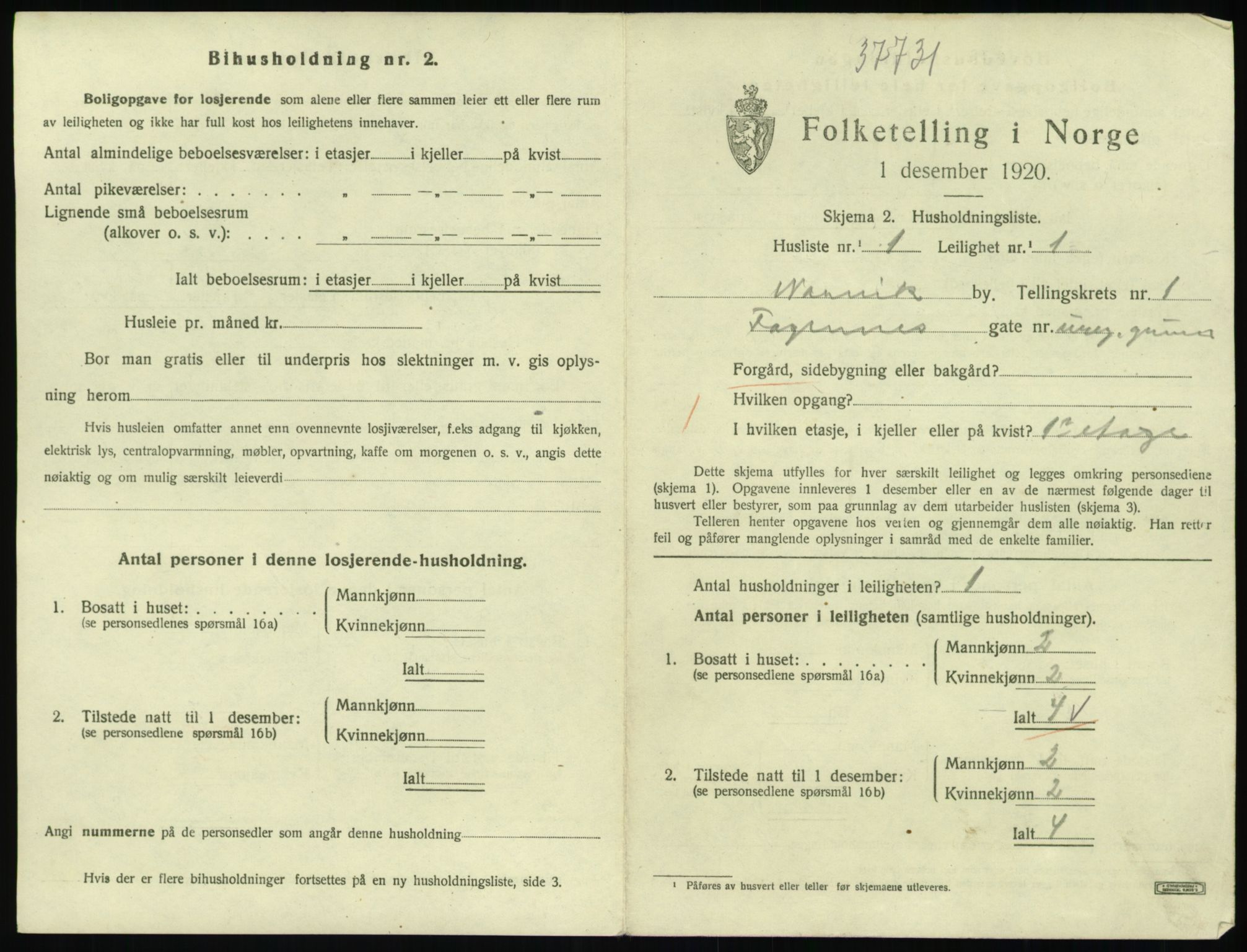 SAT, 1920 census for Narvik, 1920, p. 1138