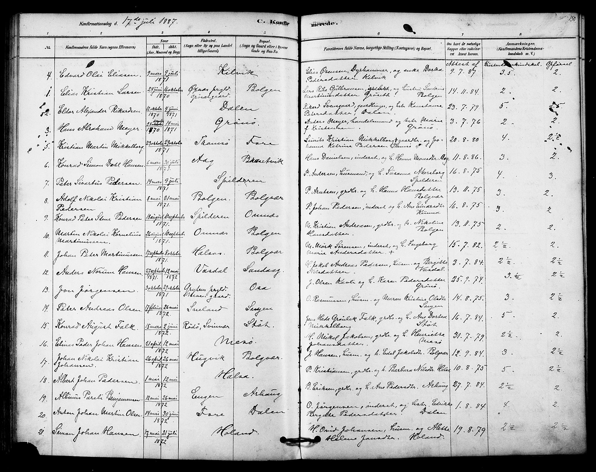 Ministerialprotokoller, klokkerbøker og fødselsregistre - Nordland, SAT/A-1459/843/L0626: Parish register (official) no. 843A01, 1878-1907, p. 150