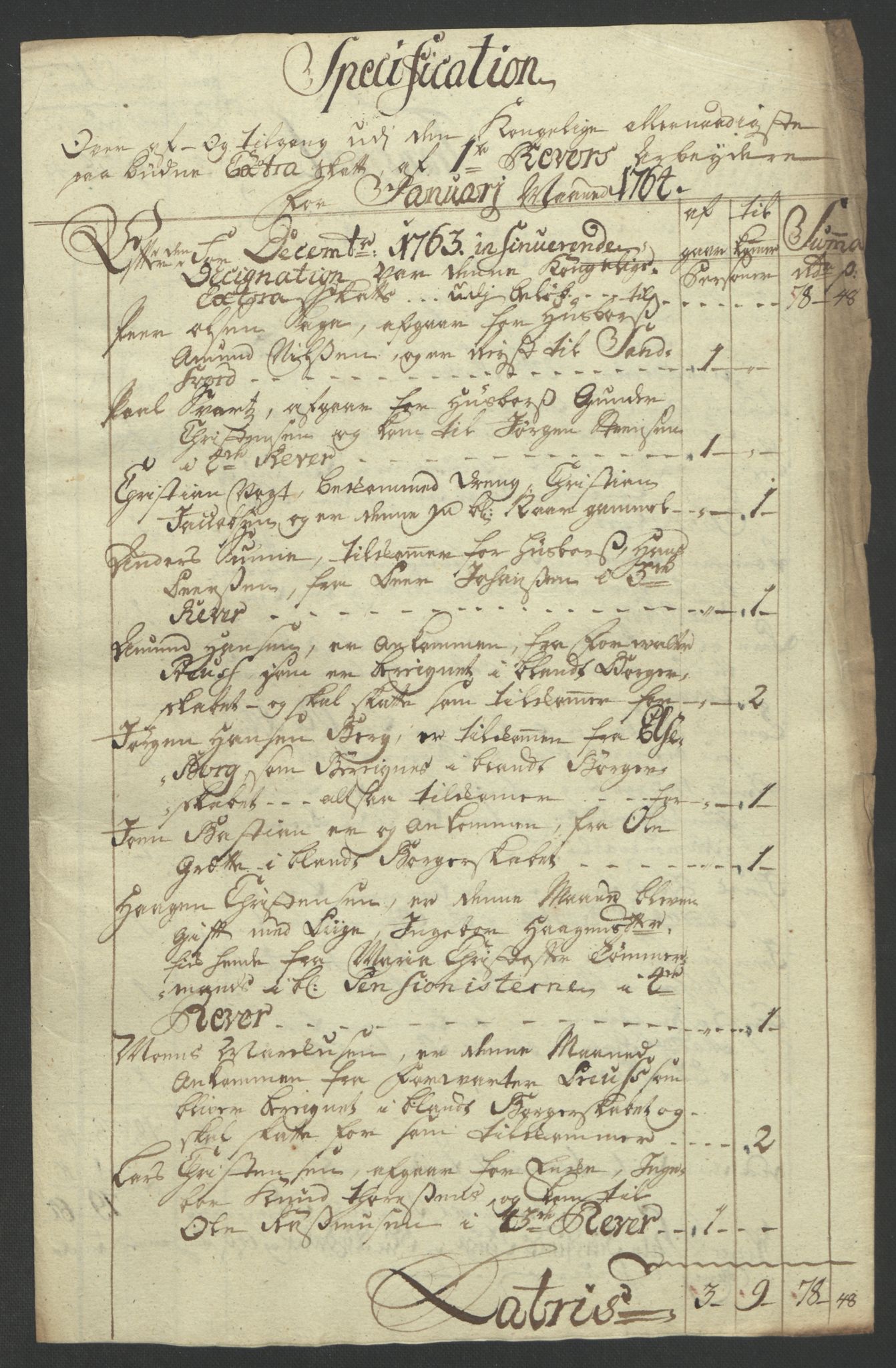Rentekammeret inntil 1814, Reviderte regnskaper, Bergverksregnskaper, RA/EA-3222/R/Rc/Rca/L0843: Ekstraskatt, 1762-1765, p. 604