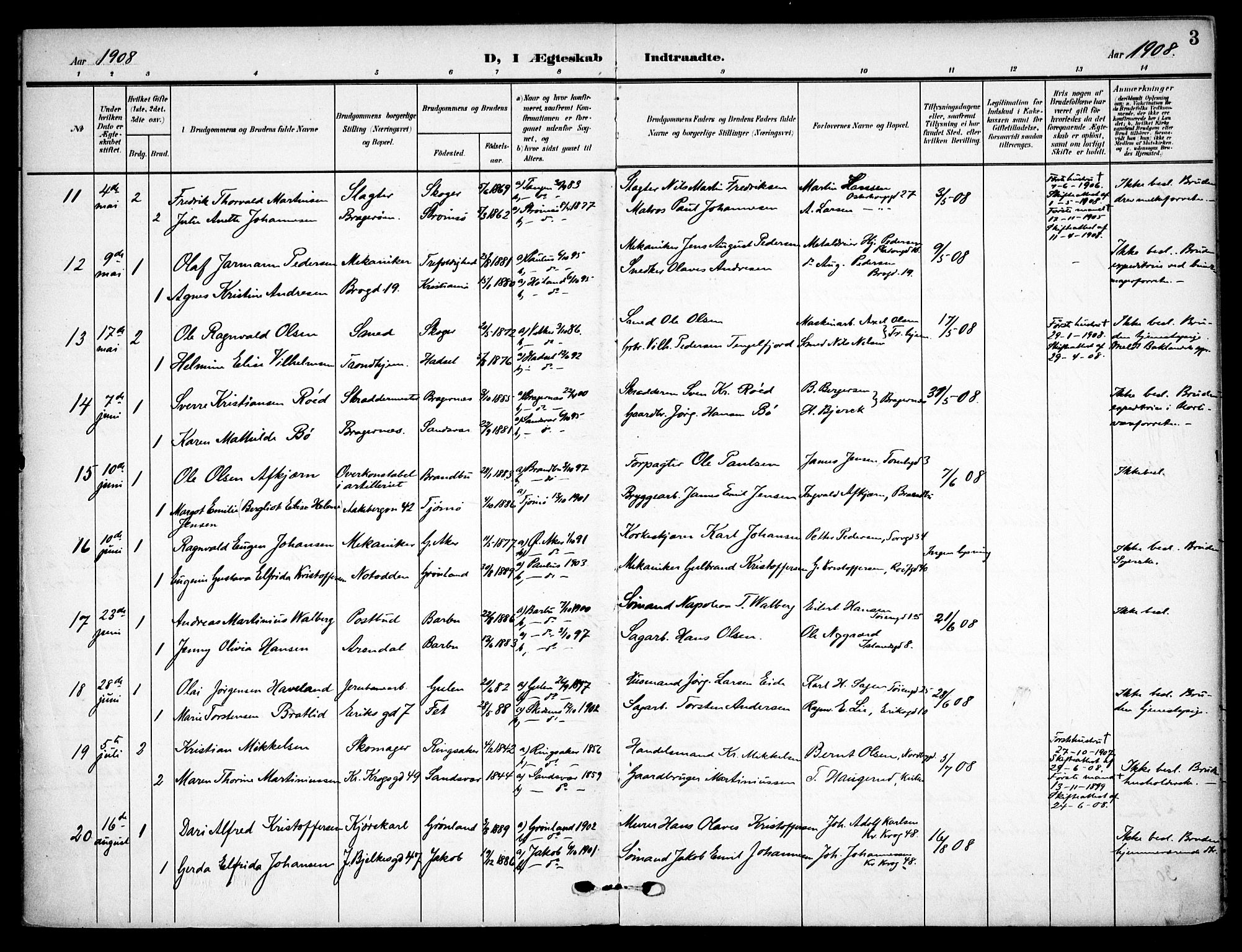 Vaterland prestekontor Kirkebøker, AV/SAO-A-10880/F/Fa/L0002: Parish register (official) no. 2, 1907-1921, p. 3