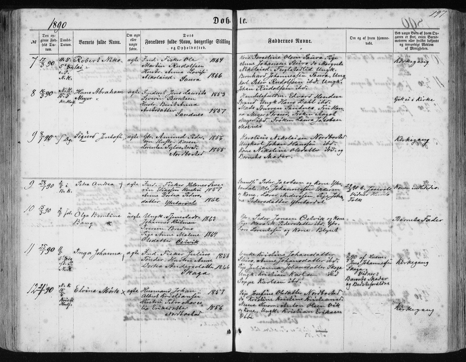 Ministerialprotokoller, klokkerbøker og fødselsregistre - Nordland, AV/SAT-A-1459/838/L0556: Parish register (copy) no. 838C03, 1861-1893, p. 197