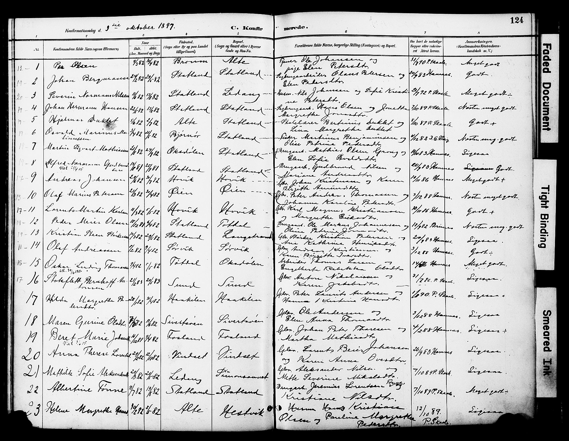 Ministerialprotokoller, klokkerbøker og fødselsregistre - Nord-Trøndelag, SAT/A-1458/774/L0628: Parish register (official) no. 774A02, 1887-1903, p. 124