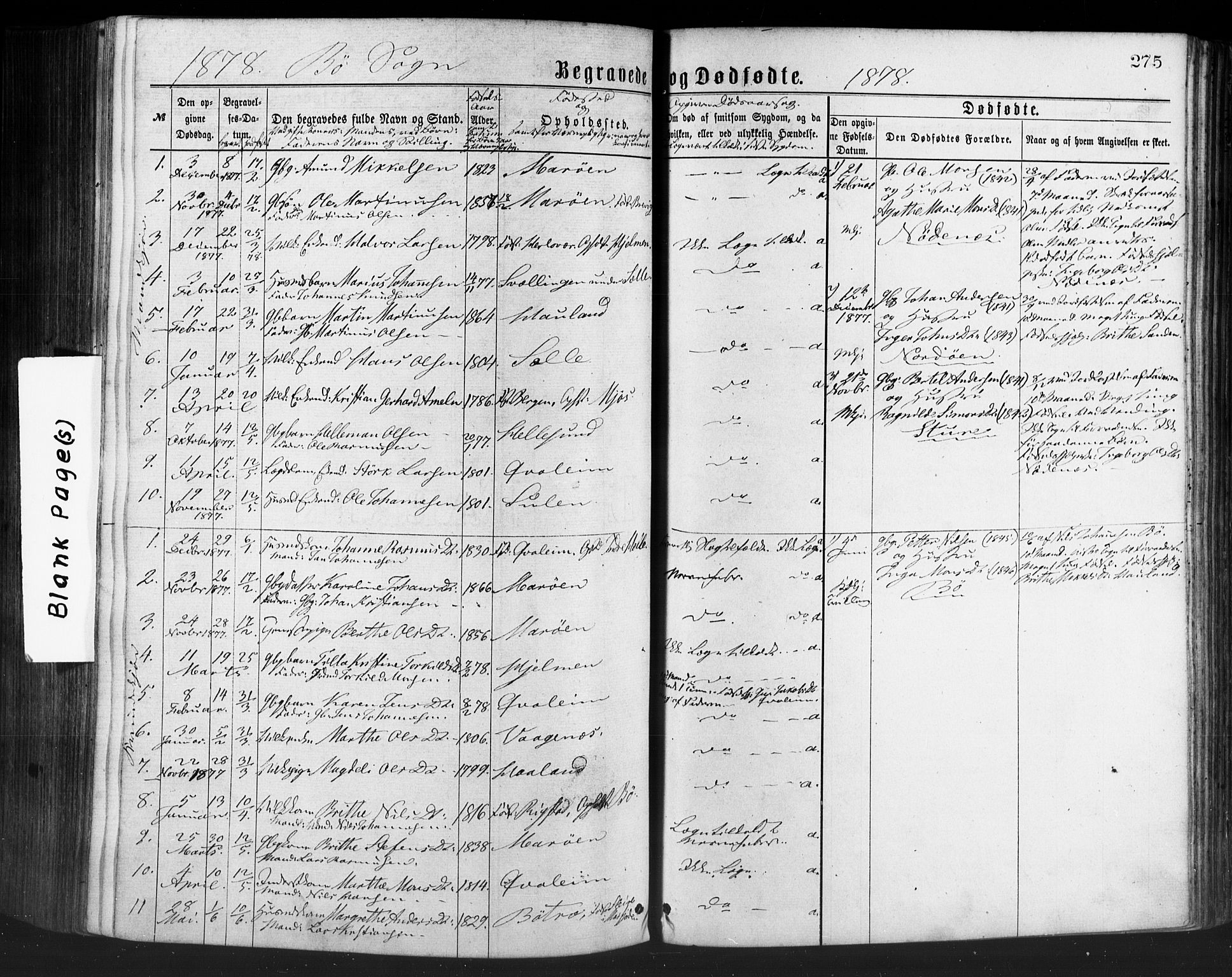 Manger sokneprestembete, SAB/A-76801/H/Haa: Parish register (official) no. A 8, 1871-1880, p. 275