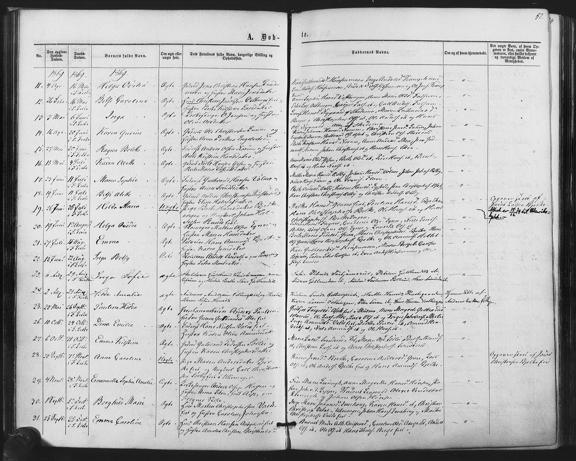 Sørum prestekontor Kirkebøker, AV/SAO-A-10303/F/Fa/L0006: Parish register (official) no. I 6, 1864-1877, p. 52