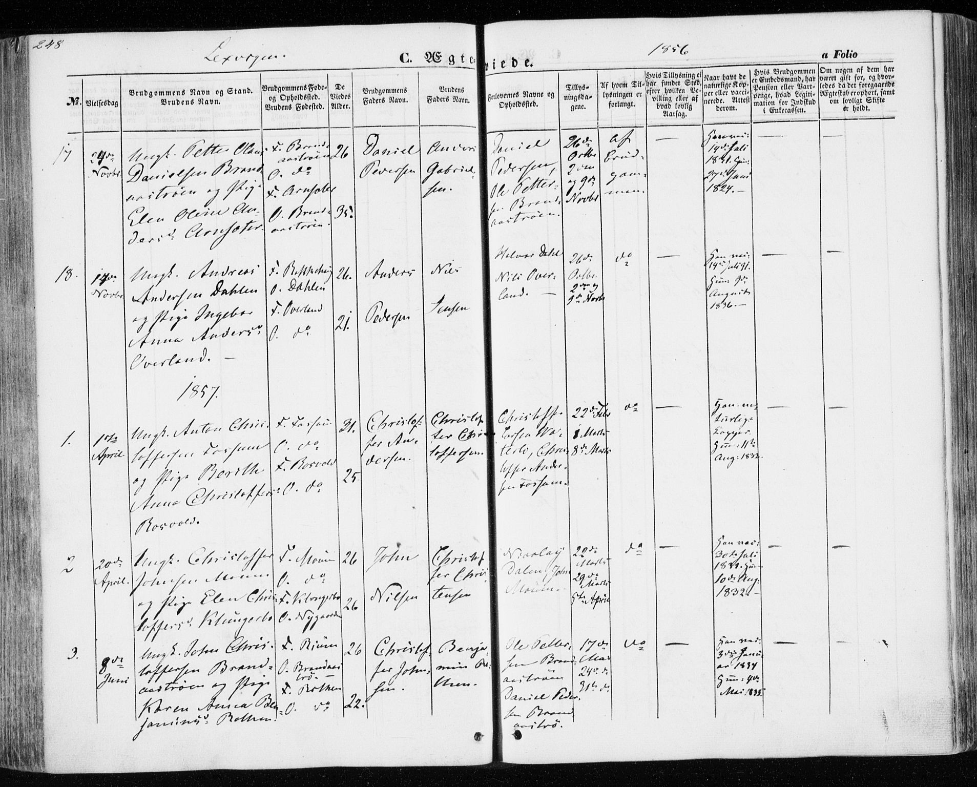 Ministerialprotokoller, klokkerbøker og fødselsregistre - Nord-Trøndelag, SAT/A-1458/701/L0008: Parish register (official) no. 701A08 /1, 1854-1863, p. 248