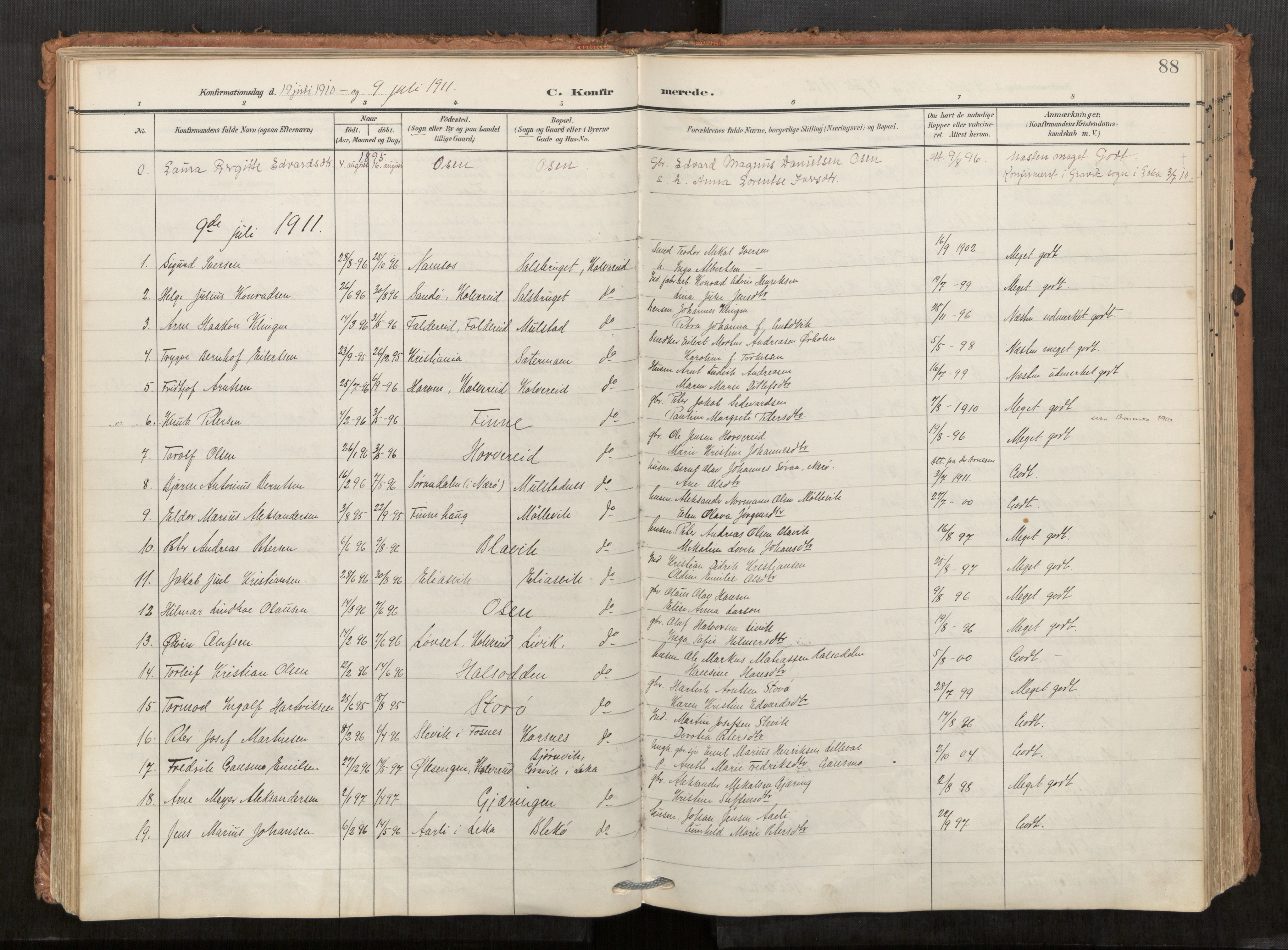 Kolvereid sokneprestkontor, SAT/A-1171/H/Ha/Haa/L0001: Parish register (official) no. 1, 1903-1922, p. 88