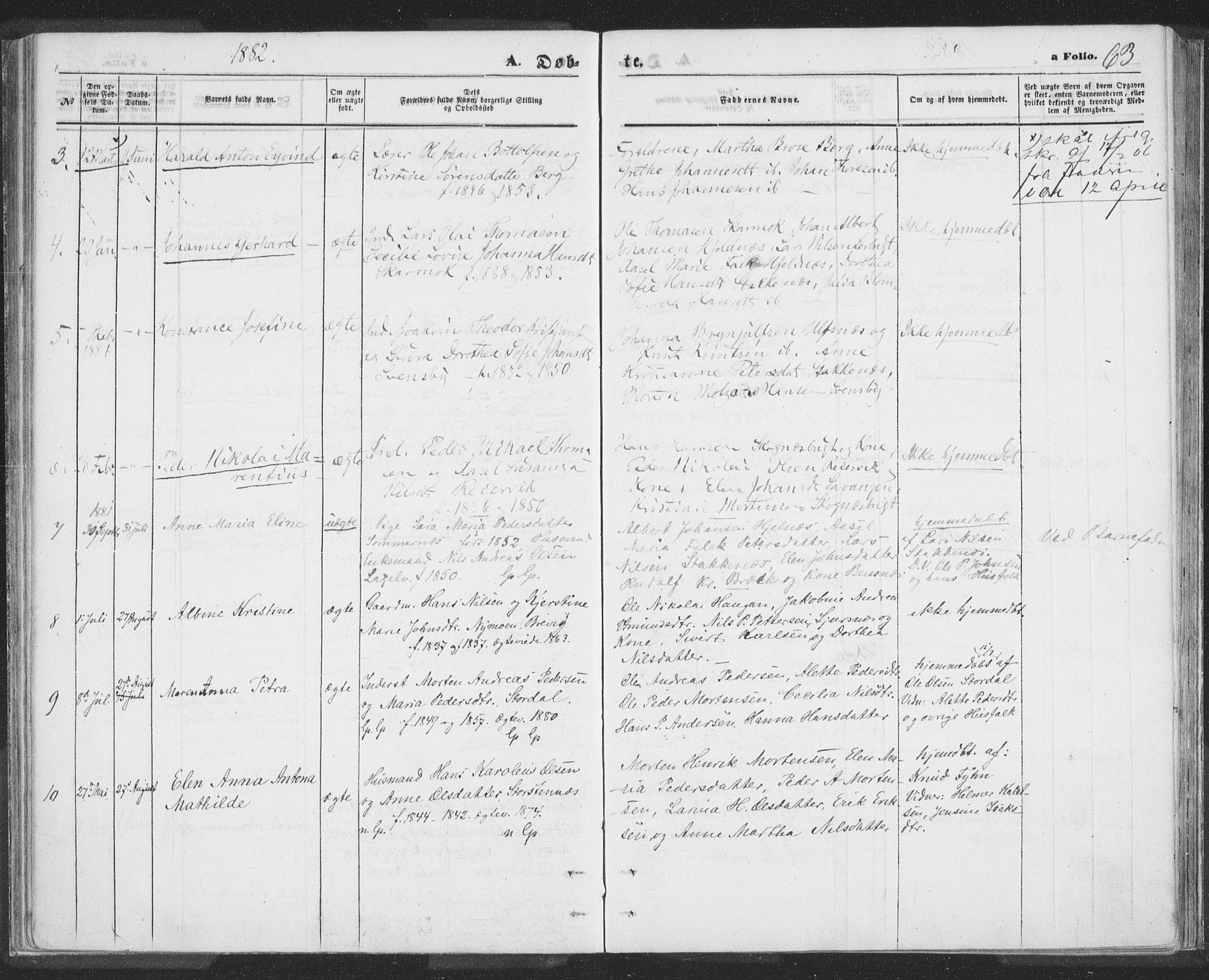 Lyngen sokneprestembete, AV/SATØ-S-1289/H/He/Hea/L0009kirke: Parish register (official) no. 9, 1864-1882, p. 63