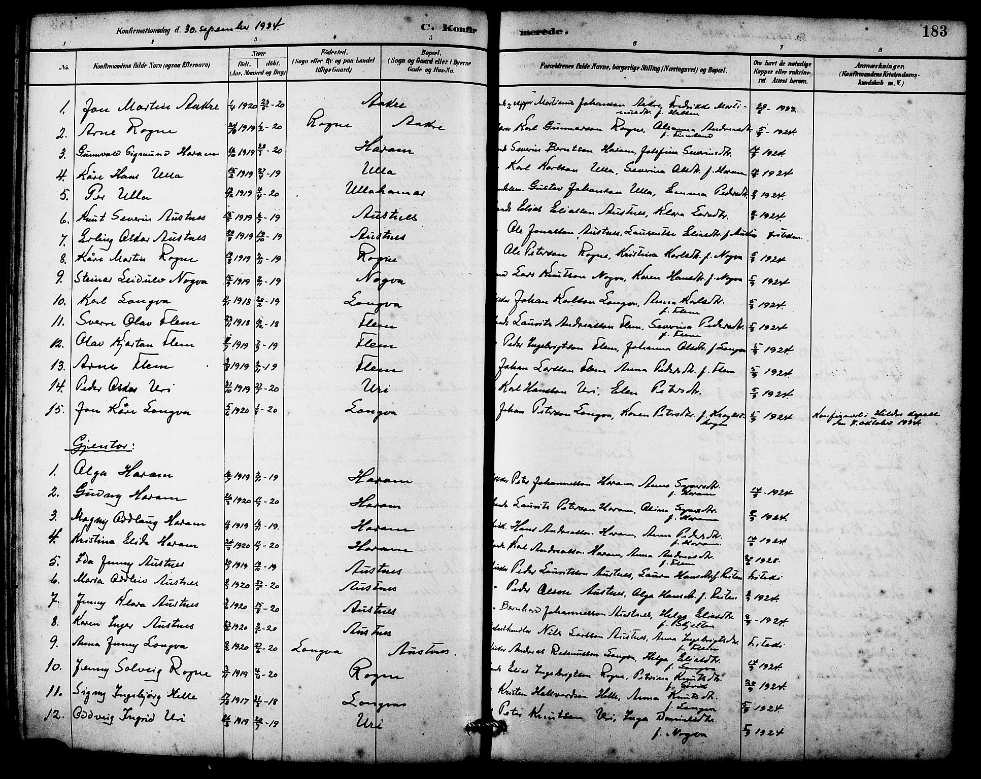 Ministerialprotokoller, klokkerbøker og fødselsregistre - Møre og Romsdal, AV/SAT-A-1454/536/L0510: Parish register (copy) no. 536C05, 1881-1898, p. 183