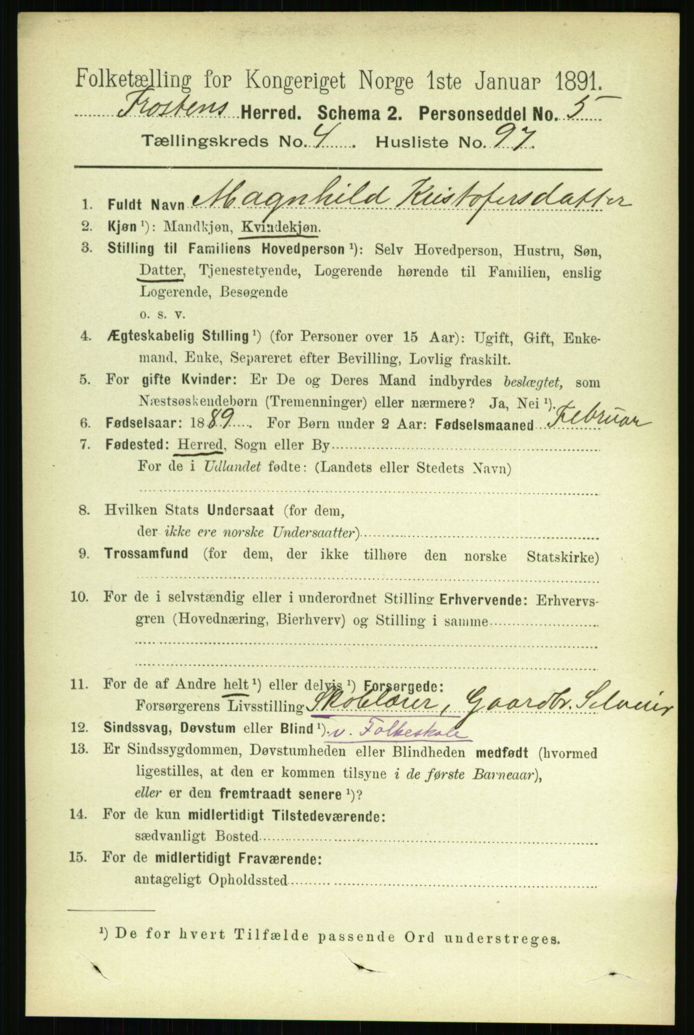 RA, 1891 census for 1717 Frosta, 1891, p. 3234