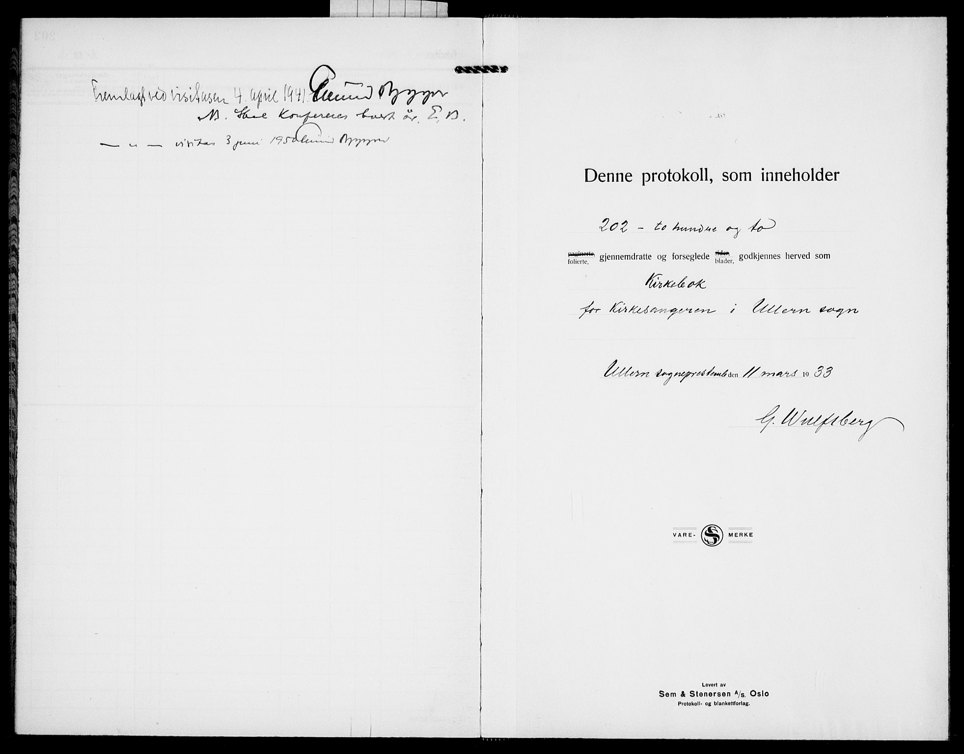 Ullern prestekontor Kirkebøker, SAO/A-10740/G/L0001: Parish register (copy) no. 1, 1933-1942