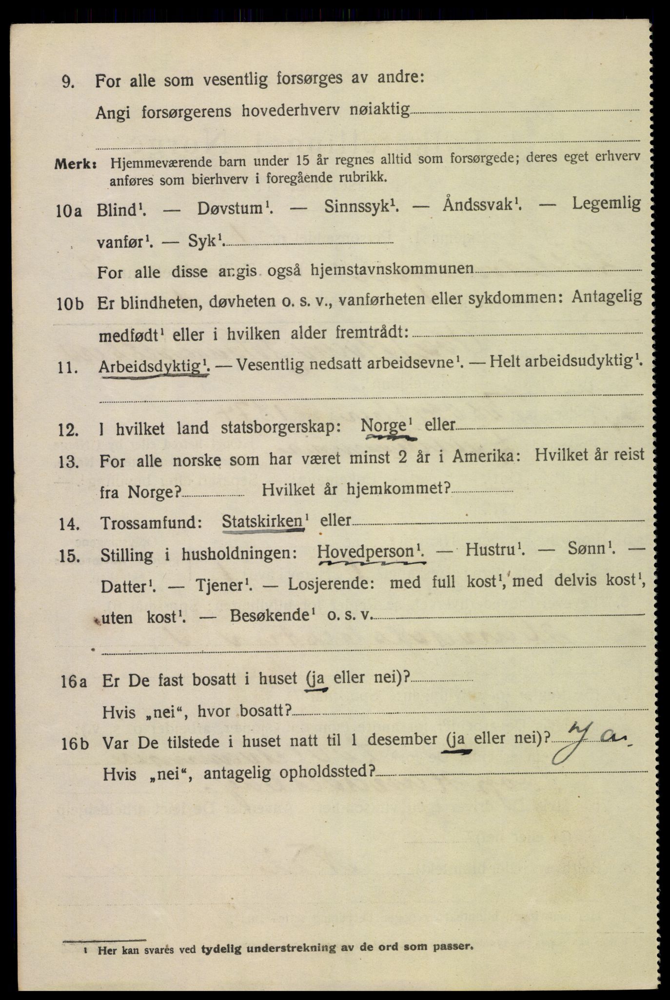 SAH, 1920 census for Lillehammer, 1920, p. 9411