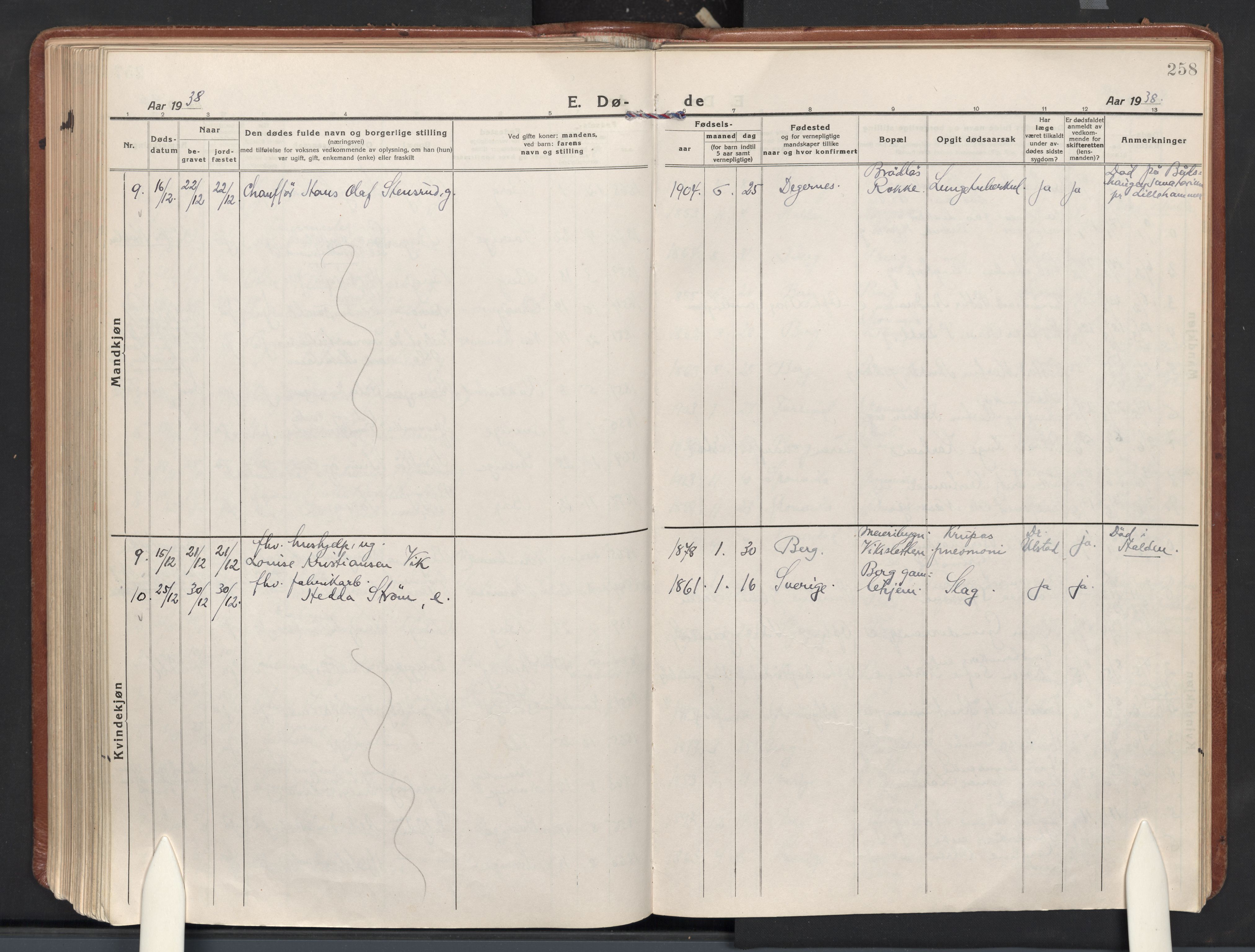 Berg prestekontor Kirkebøker, AV/SAO-A-10902/F/Fa/L0009: Parish register (official) no. I 9, 1921-1939, p. 258