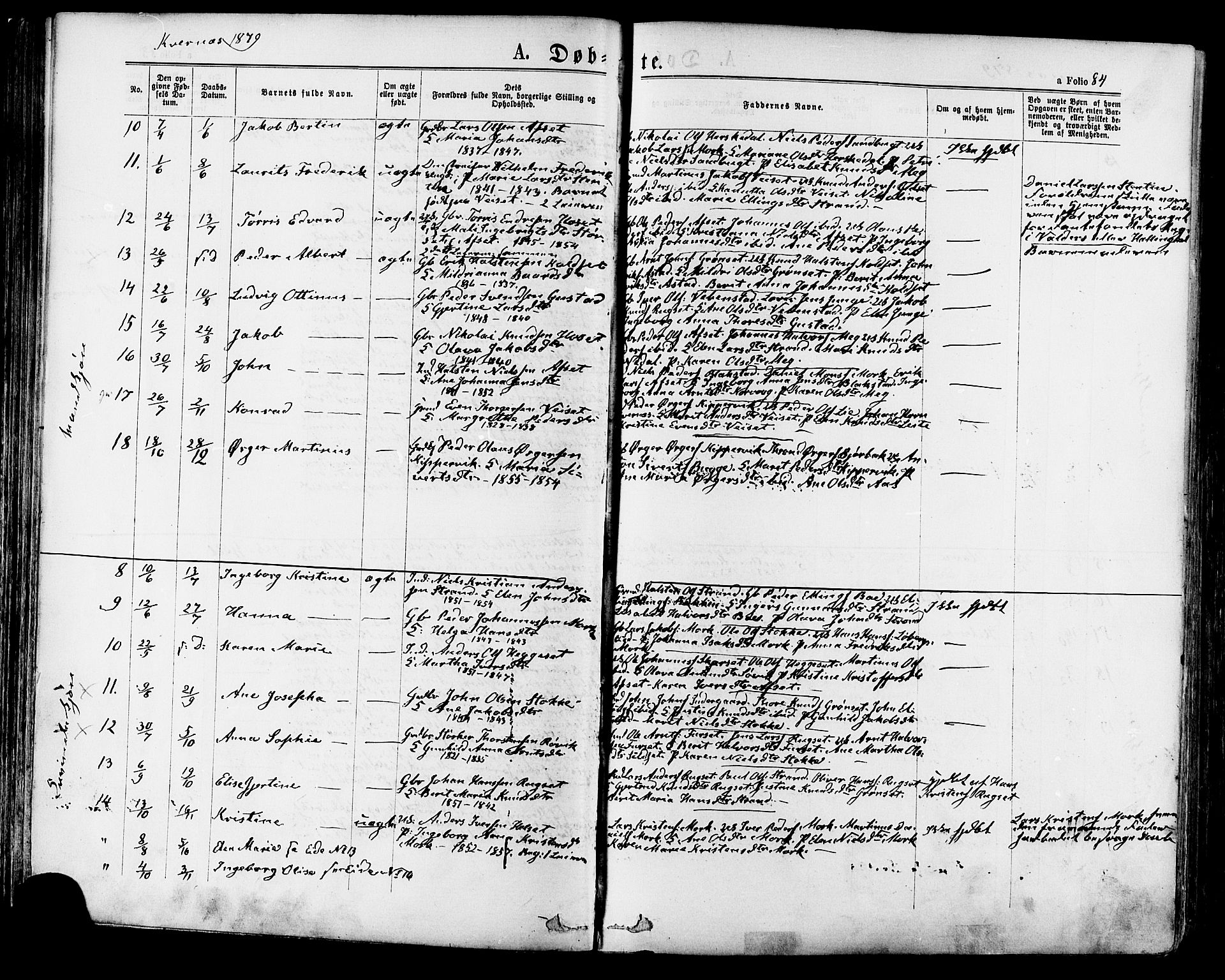 Ministerialprotokoller, klokkerbøker og fødselsregistre - Møre og Romsdal, SAT/A-1454/568/L0805: Parish register (official) no. 568A12 /1, 1869-1884, p. 84