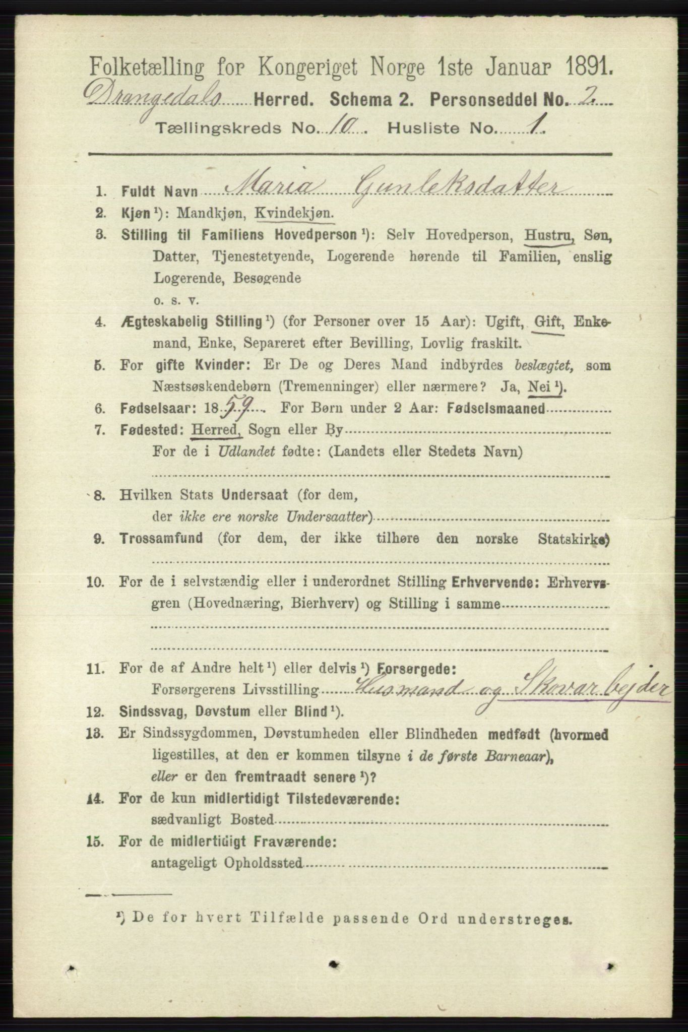 RA, 1891 census for 0817 Drangedal, 1891, p. 3417