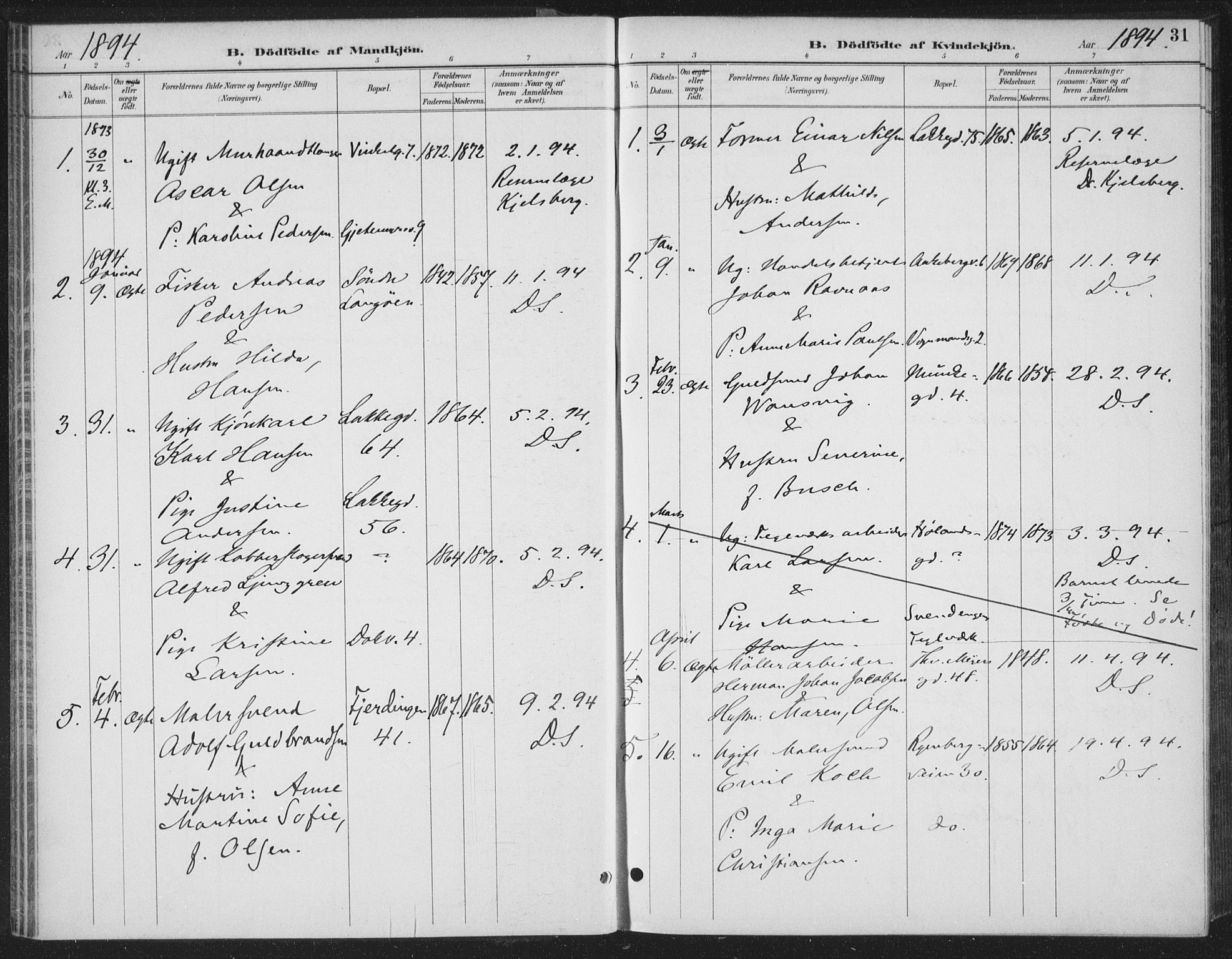 Rikshospitalet prestekontor Kirkebøker, SAO/A-10309b/F/L0010: Parish register (official) no. 10, 1888-1912, p. 31