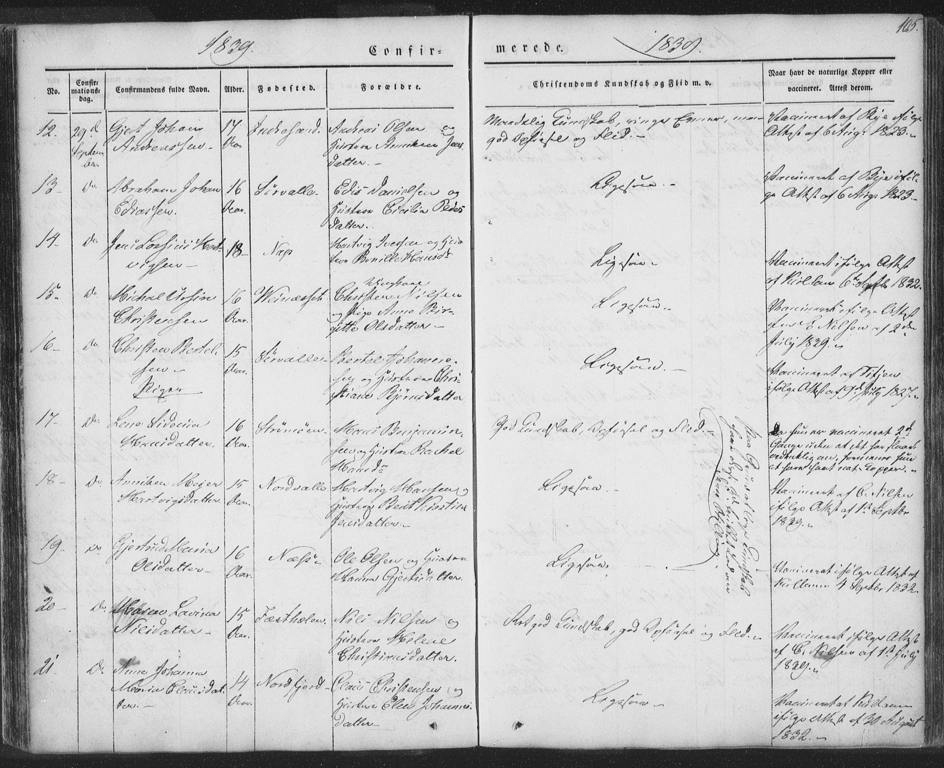 Ministerialprotokoller, klokkerbøker og fødselsregistre - Nordland, AV/SAT-A-1459/885/L1202: Parish register (official) no. 885A03, 1838-1859, p. 105