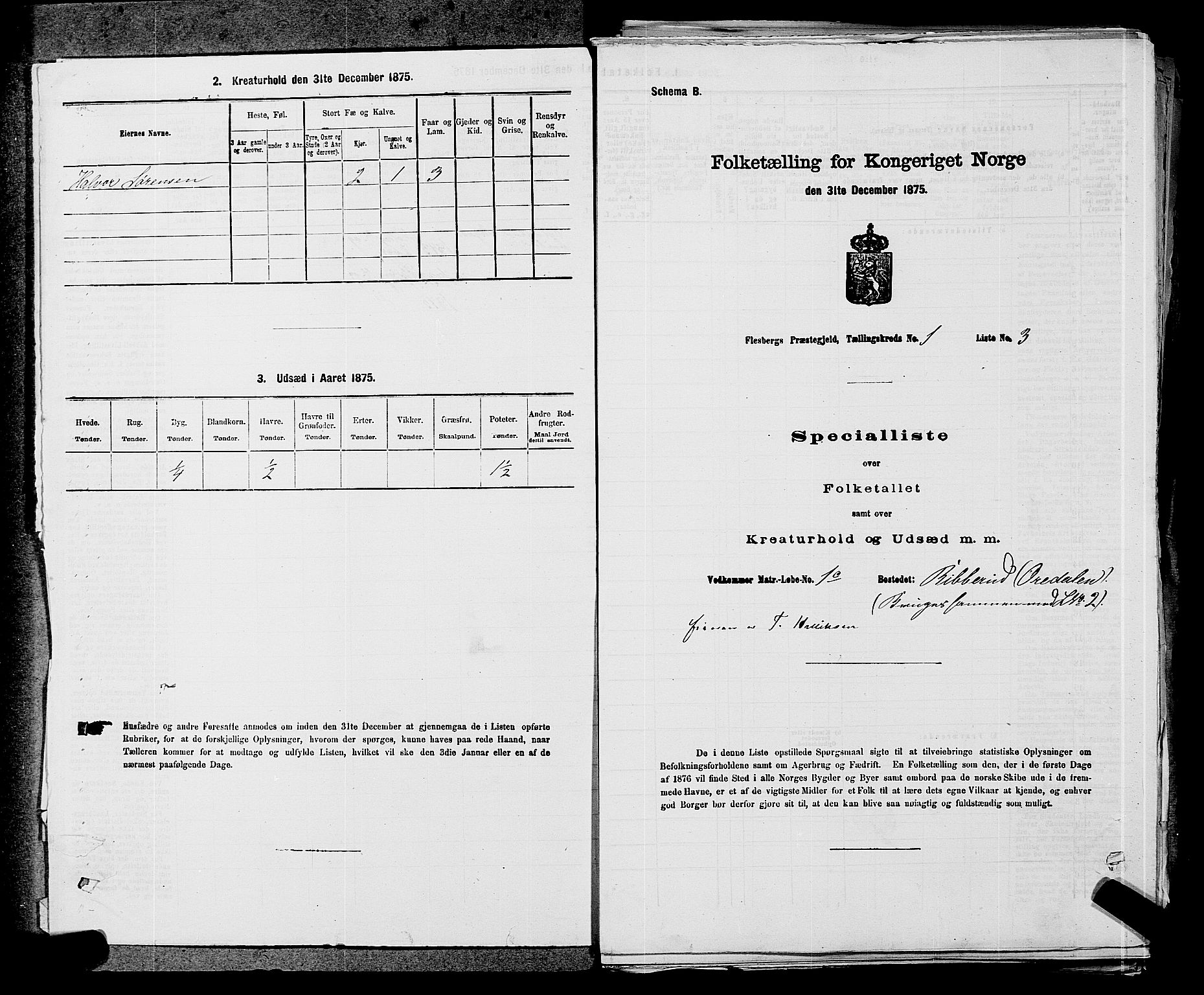 SAKO, 1875 census for 0631P Flesberg, 1875, p. 58