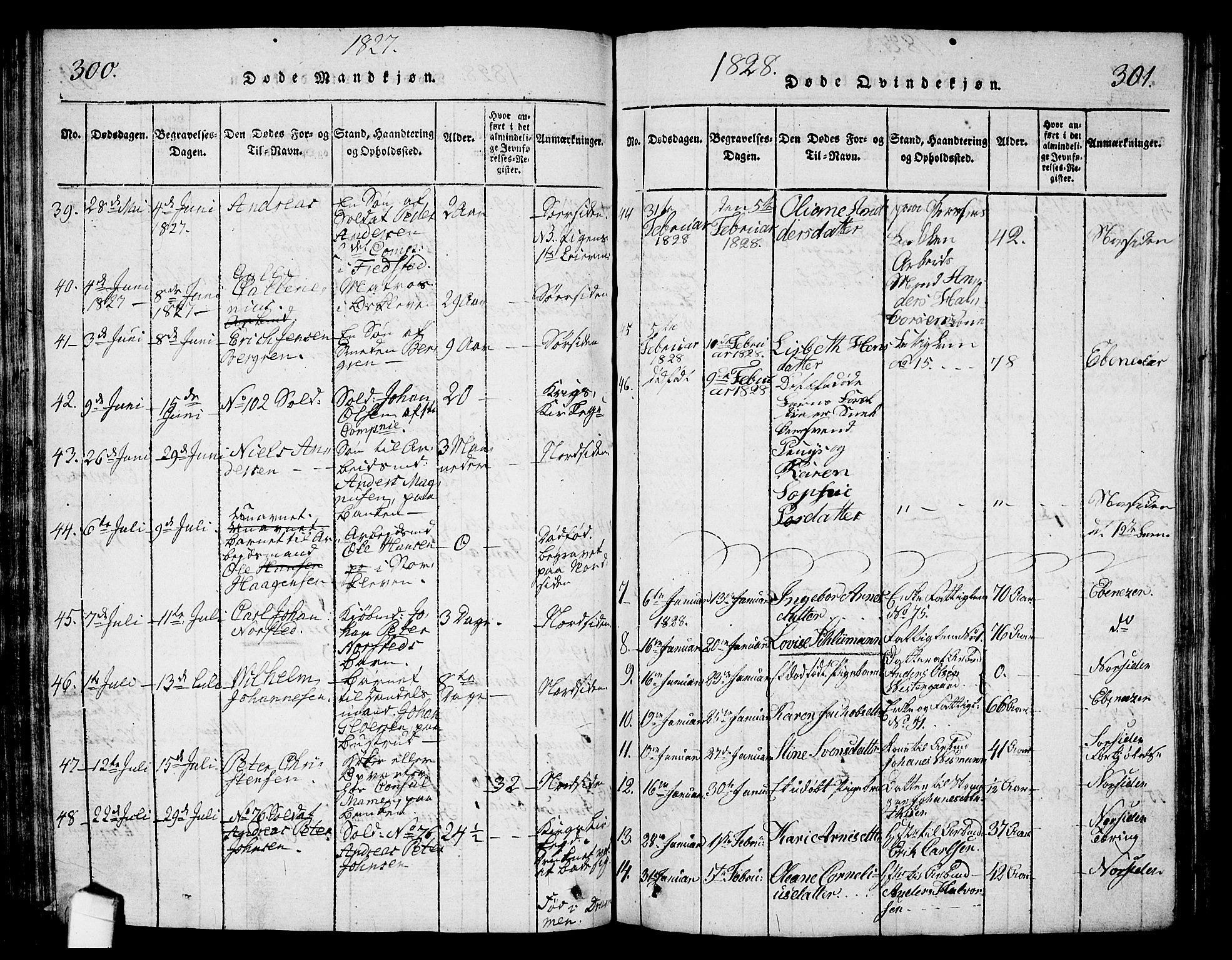 Halden prestekontor Kirkebøker, SAO/A-10909/G/Ga/L0001: Parish register (copy) no. 1, 1815-1833, p. 300-301