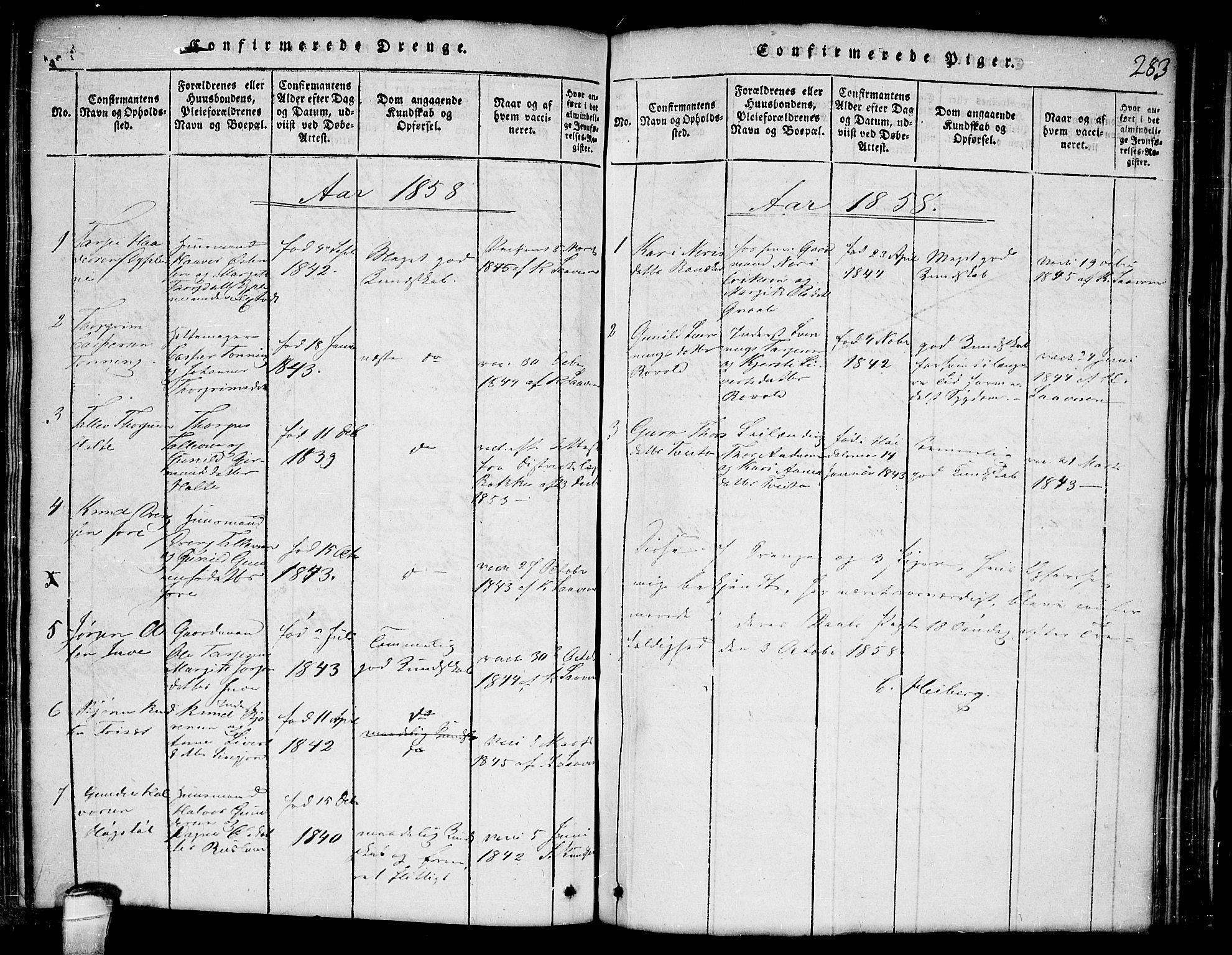 Lårdal kirkebøker, SAKO/A-284/G/Ga/L0001: Parish register (copy) no. I 1, 1815-1861, p. 283