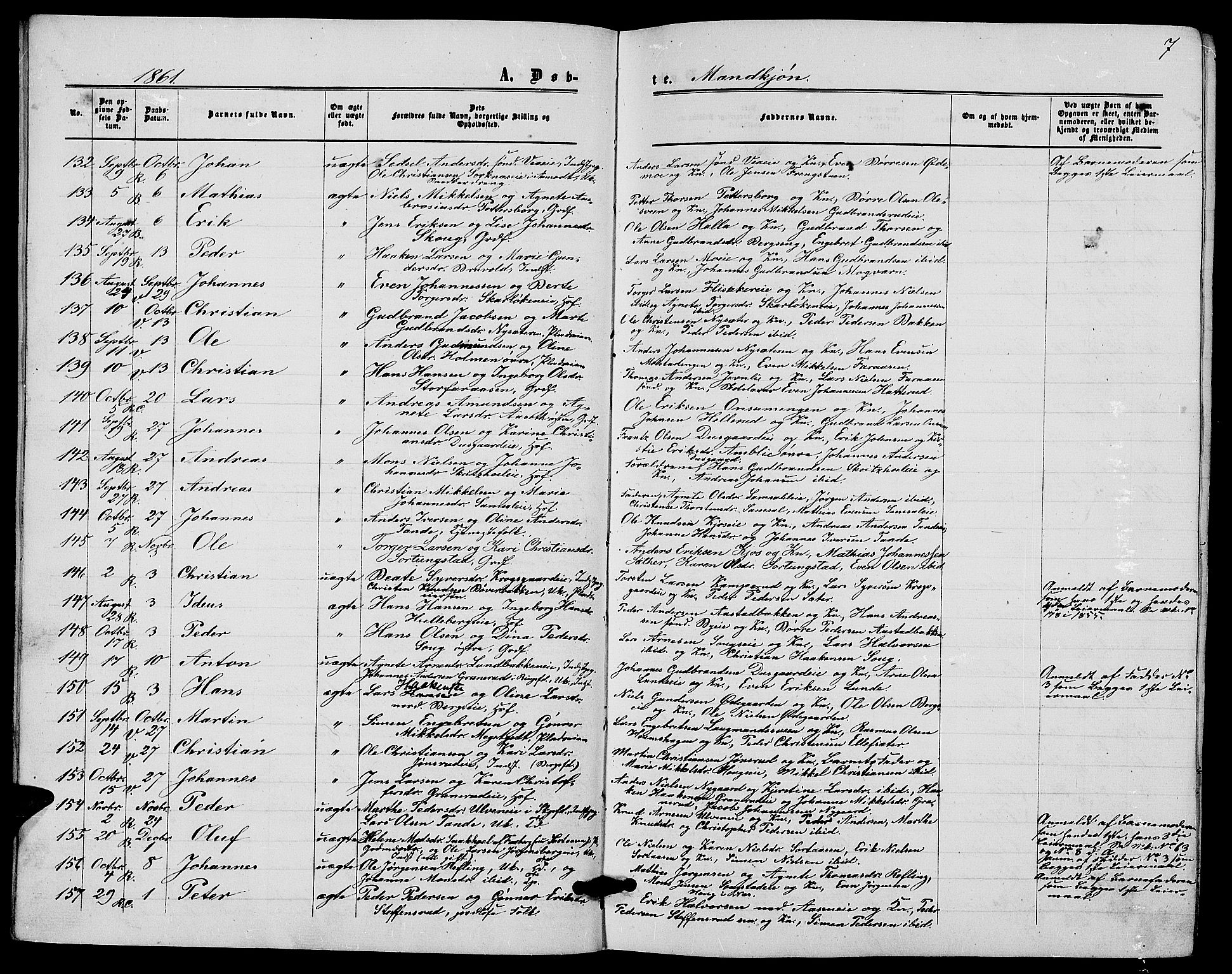 Ringsaker prestekontor, AV/SAH-PREST-014/L/La/L0007: Parish register (copy) no. 7, 1861-1869, p. 7