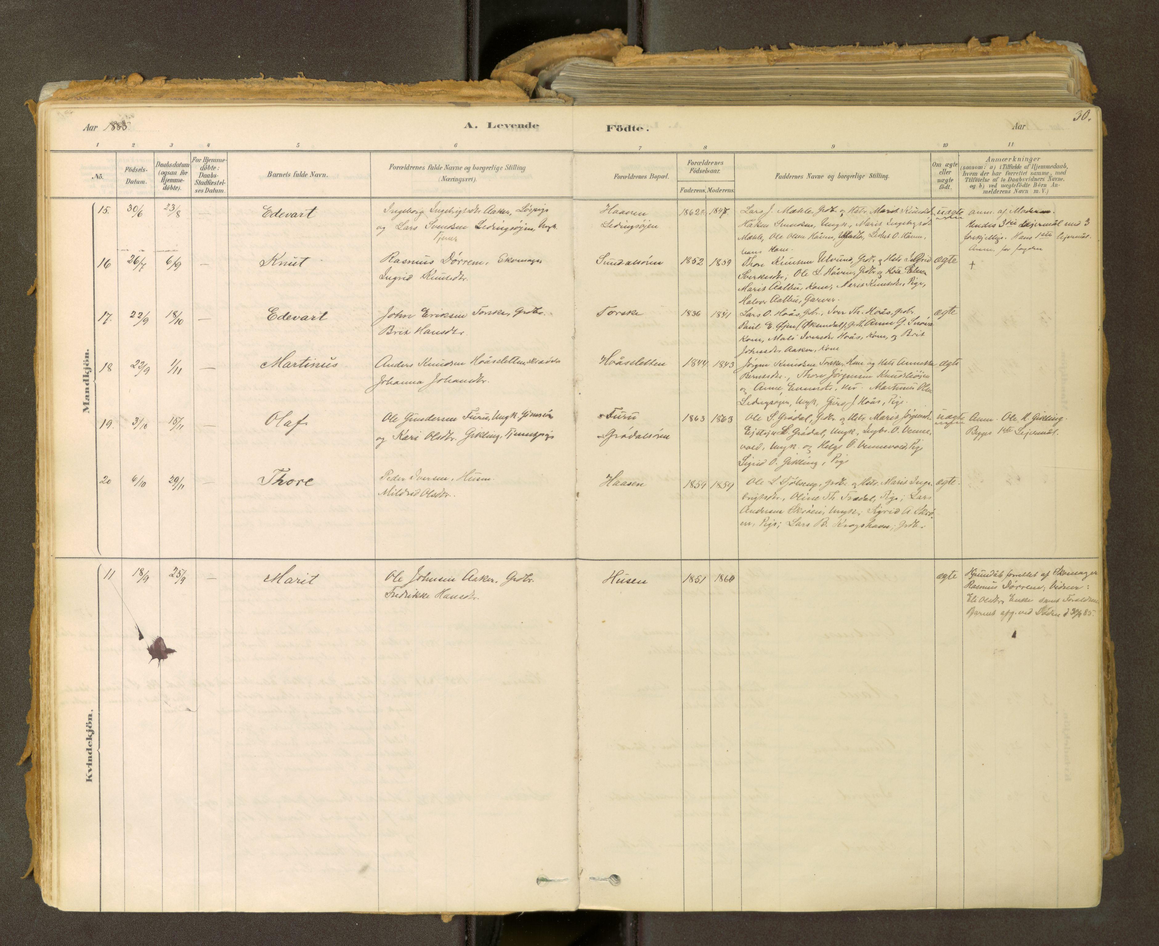 Sunndal sokneprestkontor, AV/SAT-A-1085/1/I/I1/I1a: Parish register (official) no. 2, 1877-1914, p. 30