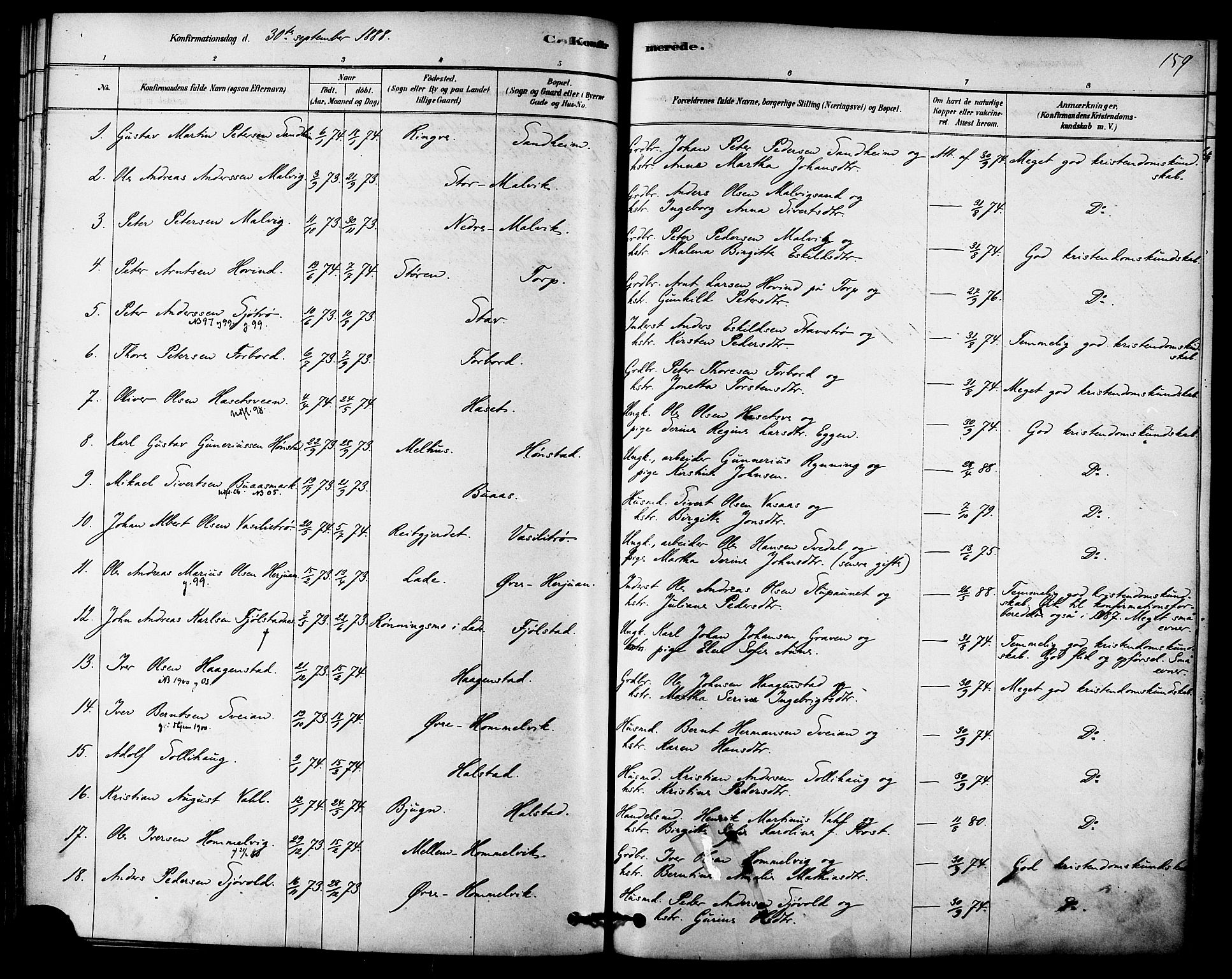 Ministerialprotokoller, klokkerbøker og fødselsregistre - Sør-Trøndelag, SAT/A-1456/616/L0410: Parish register (official) no. 616A07, 1878-1893, p. 159
