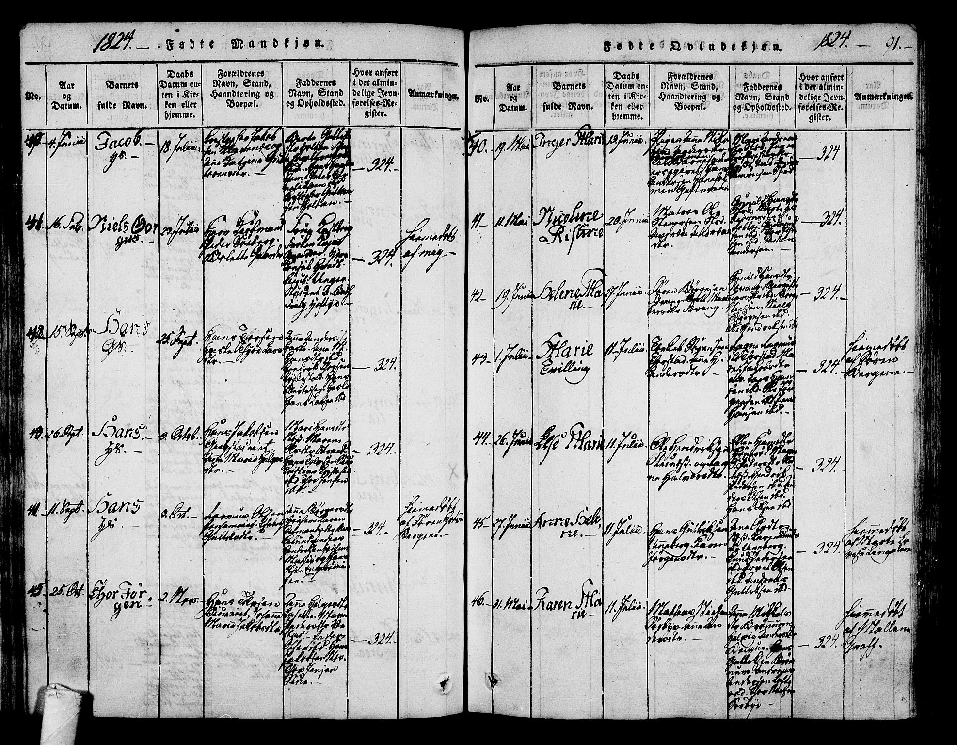 Sandar kirkebøker, SAKO/A-243/F/Fa/L0004: Parish register (official) no. 4, 1814-1832, p. 91