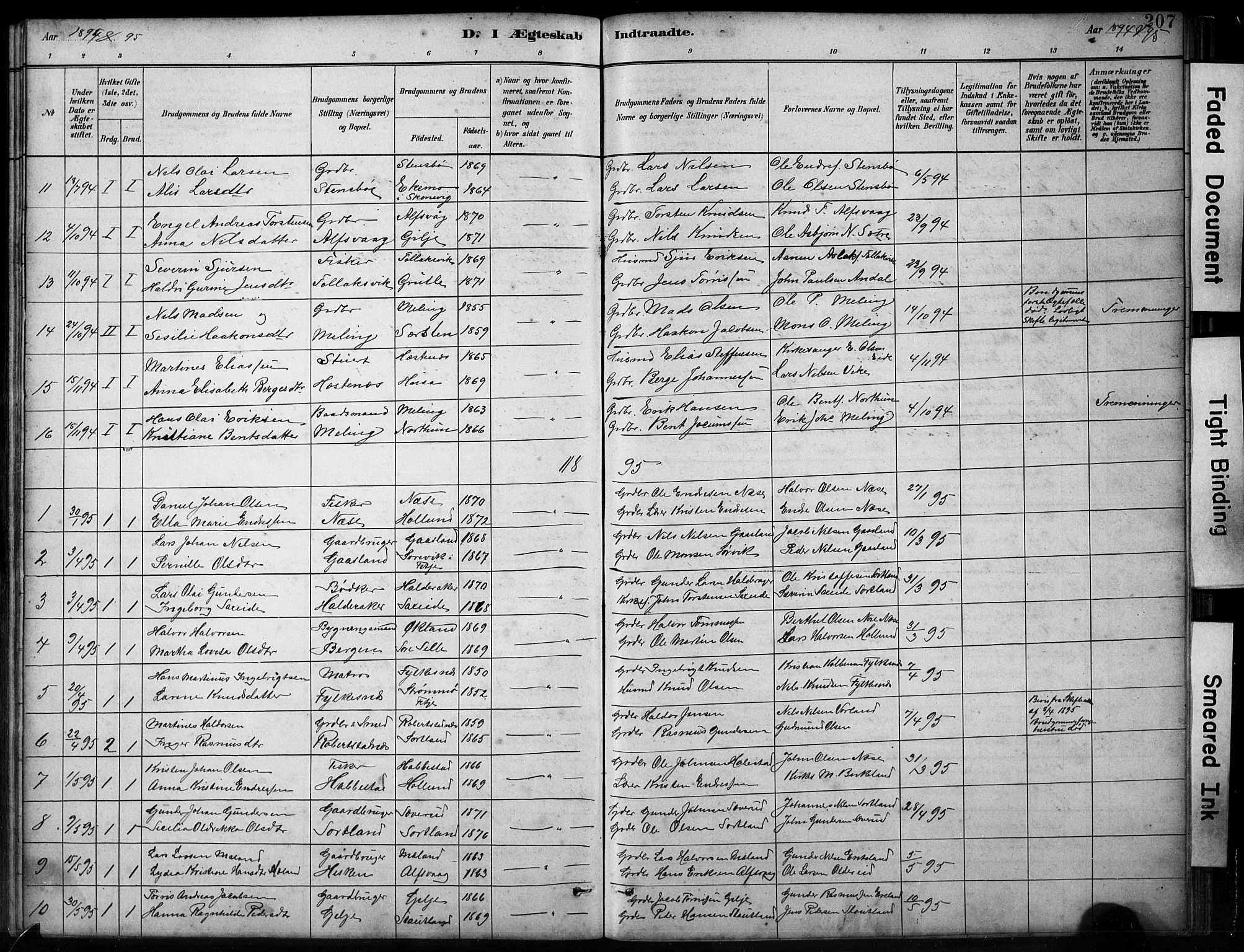 Finnås sokneprestembete, SAB/A-99925/H/Ha/Hab/Habb/L0003: Parish register (copy) no. B 3, 1882-1897, p. 207