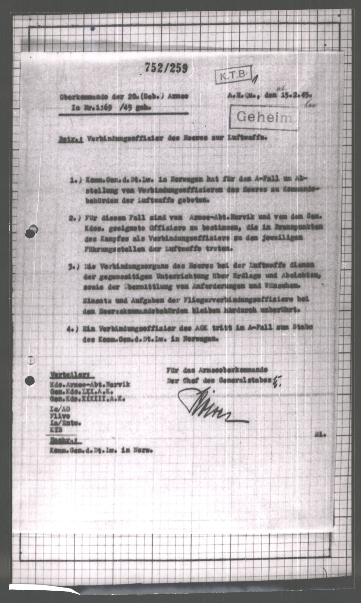 Forsvarets Overkommando. 2 kontor. Arkiv 11.4. Spredte tyske arkivsaker, AV/RA-RAFA-7031/D/Dar/Dara/L0003: Krigsdagbøker for 20. Gebirgs-Armee-Oberkommando (AOK 20), 1945, p. 80