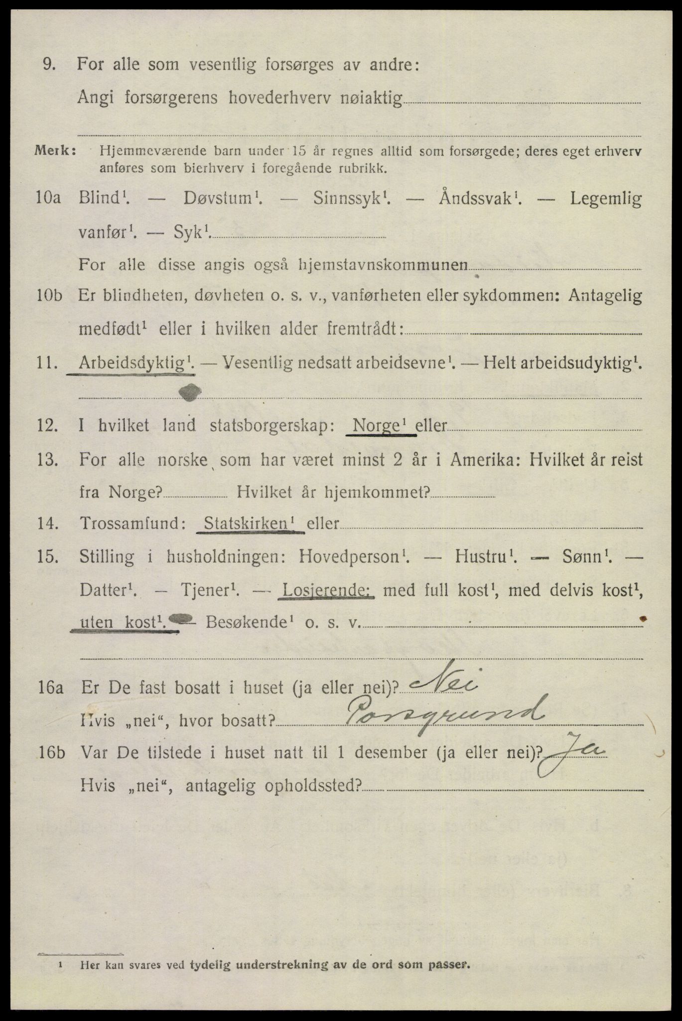 SAKO, 1920 census for Eidanger, 1920, p. 2925