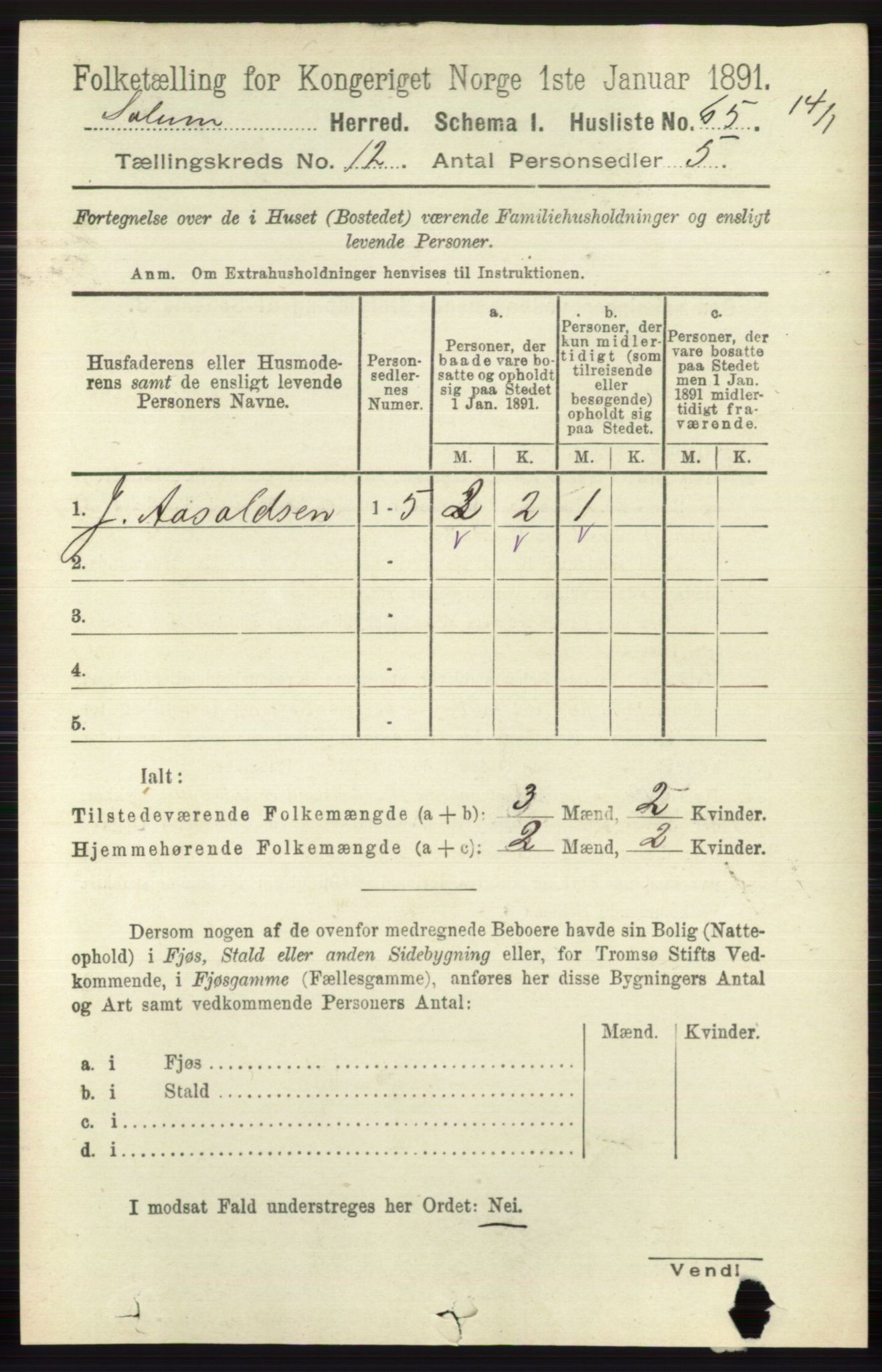 RA, 1891 census for 0818 Solum, 1891, p. 5608