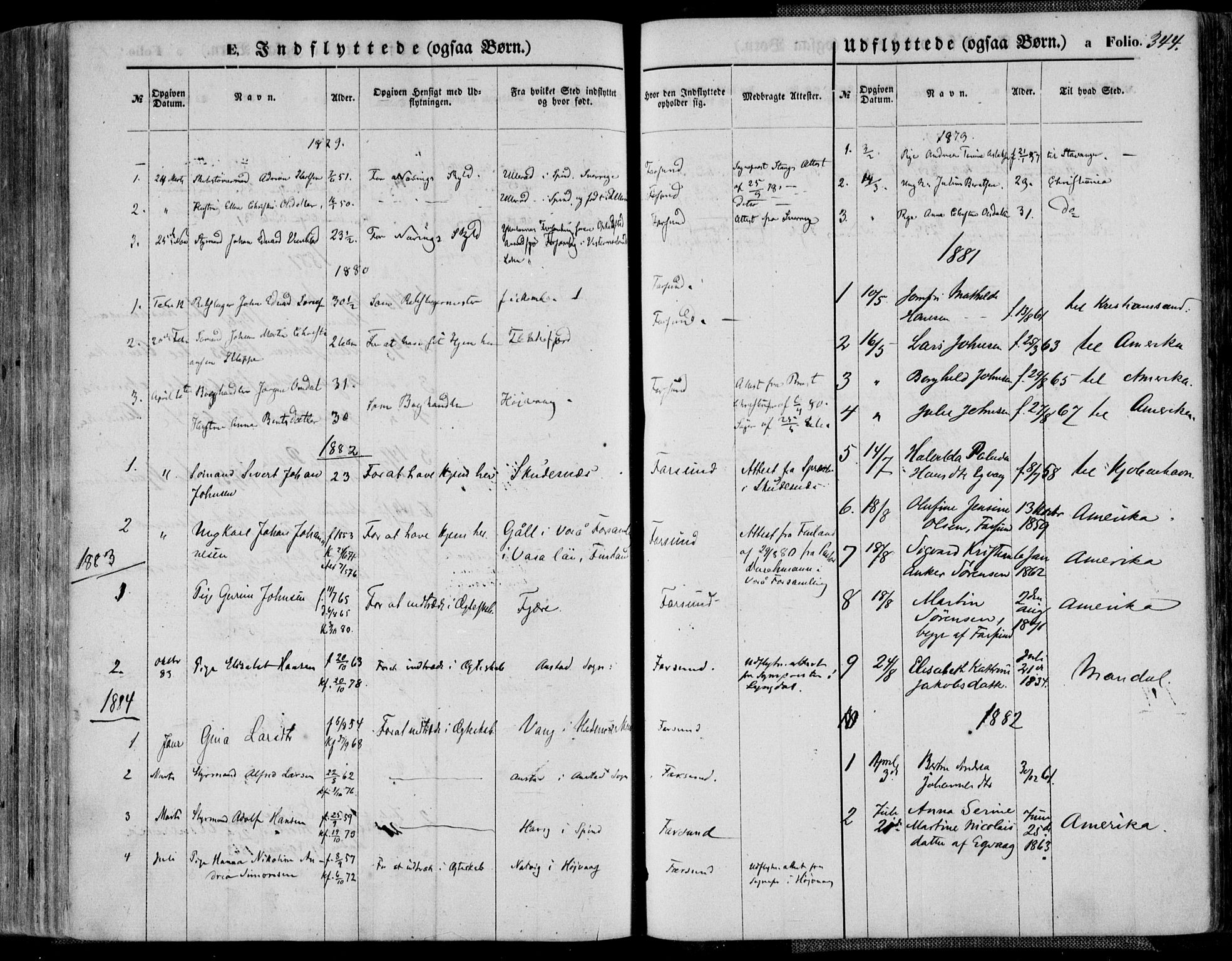 Farsund sokneprestkontor, AV/SAK-1111-0009/F/Fa/L0005: Parish register (official) no. A 5, 1863-1886, p. 344