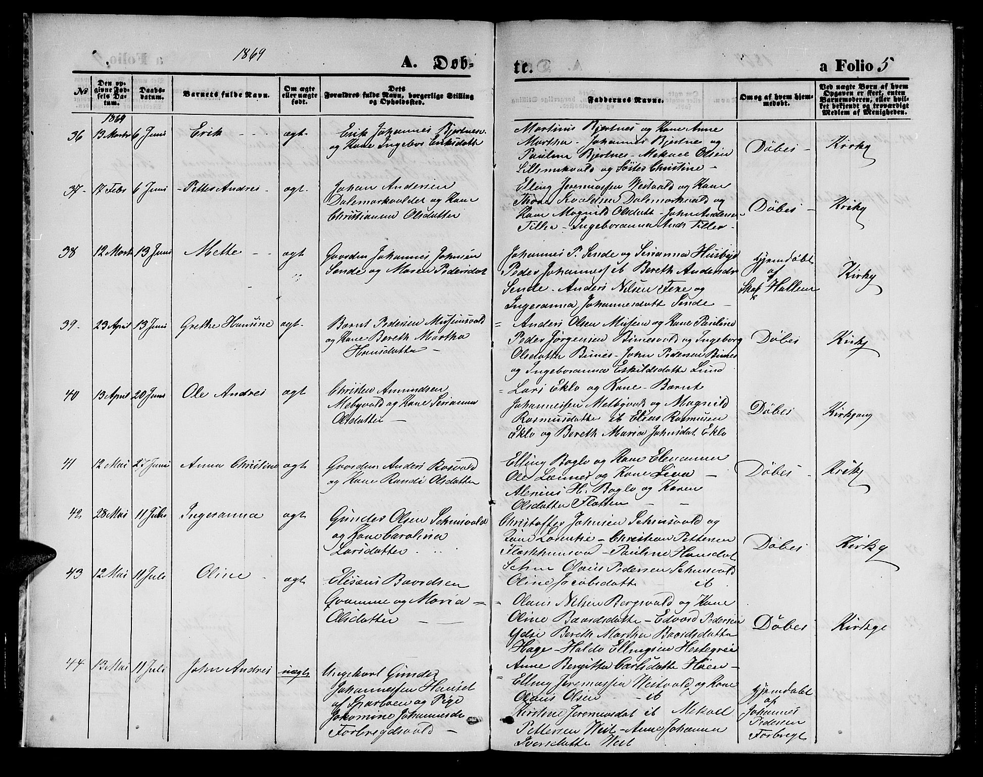 Ministerialprotokoller, klokkerbøker og fødselsregistre - Nord-Trøndelag, AV/SAT-A-1458/723/L0255: Parish register (copy) no. 723C03, 1869-1879, p. 5