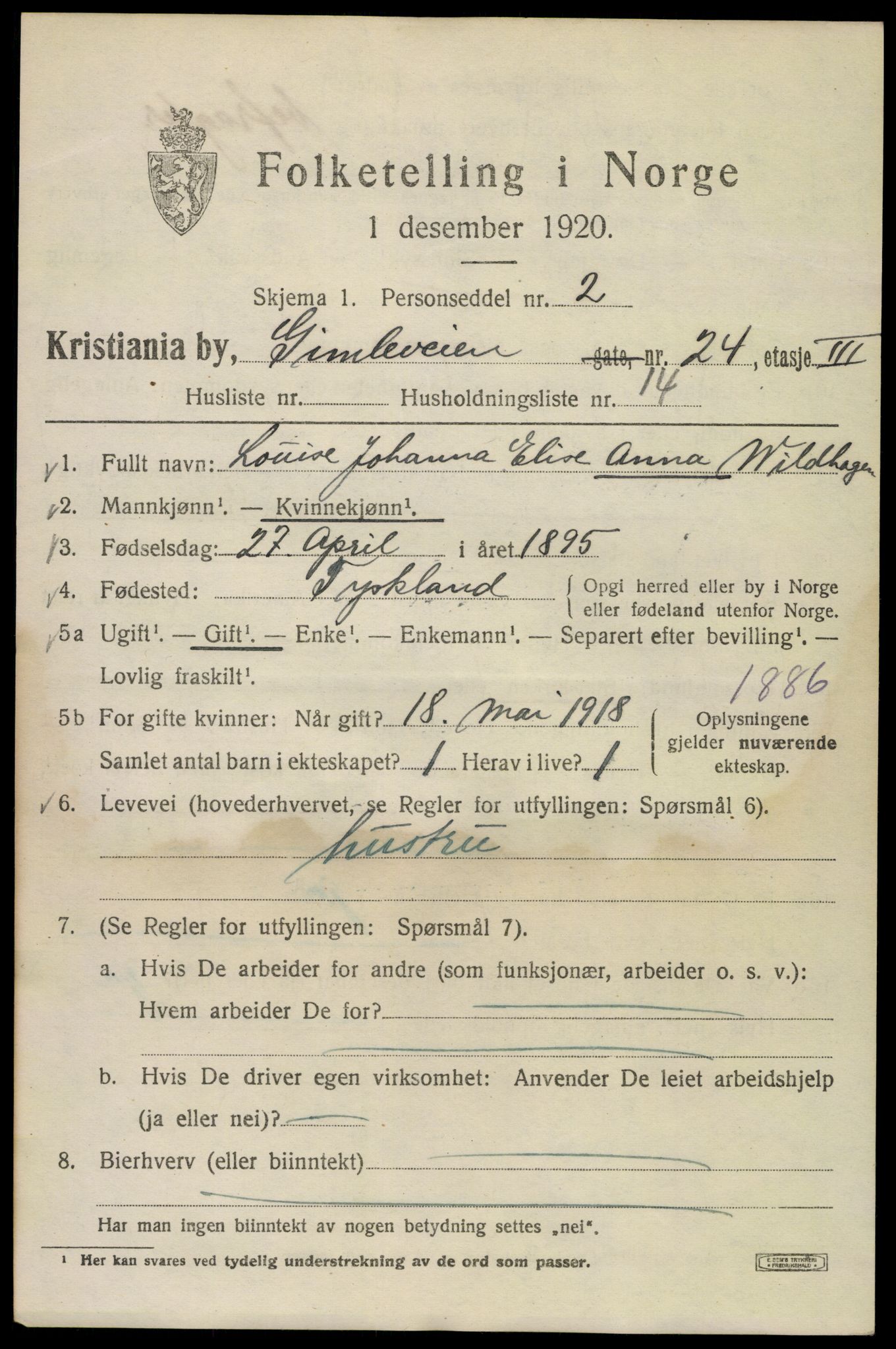 SAO, 1920 census for Kristiania, 1920, p. 248035