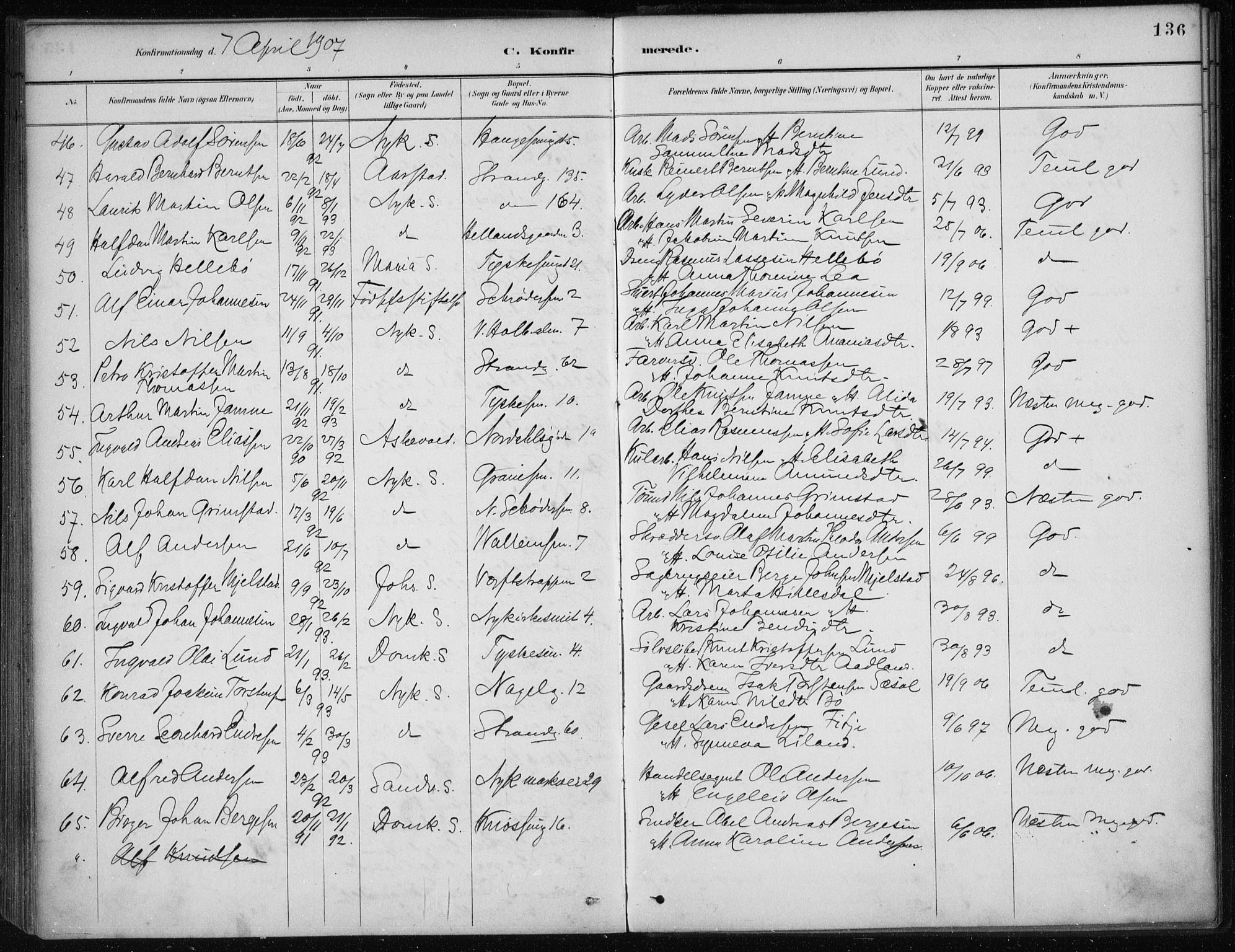 Nykirken Sokneprestembete, AV/SAB-A-77101/H/Haa/L0027: Parish register (official) no. C 6, 1886-1913, p. 136
