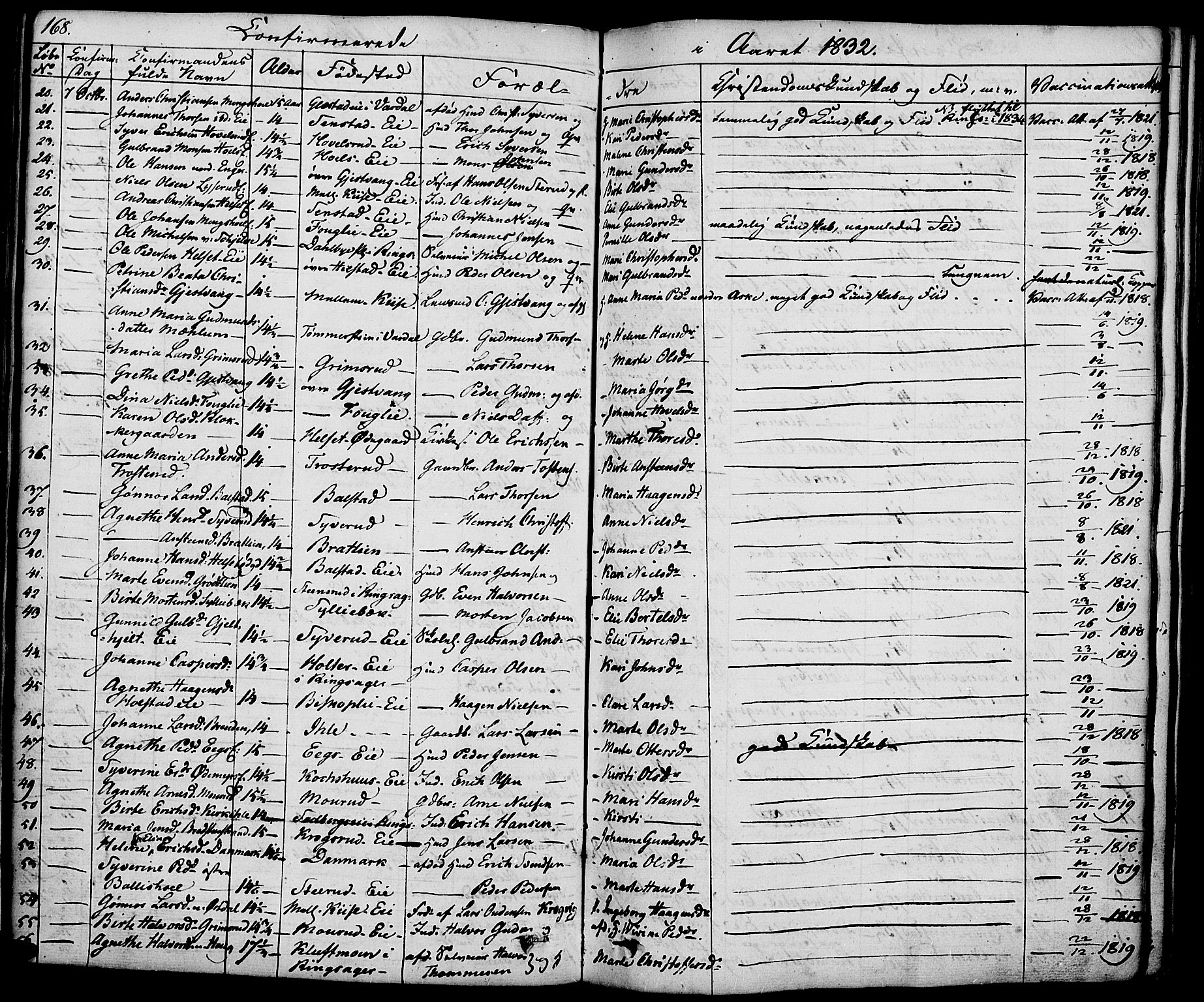 Nes prestekontor, Hedmark, AV/SAH-PREST-020/K/Ka/L0003: Parish register (official) no. 3, 1827-1851, p. 168