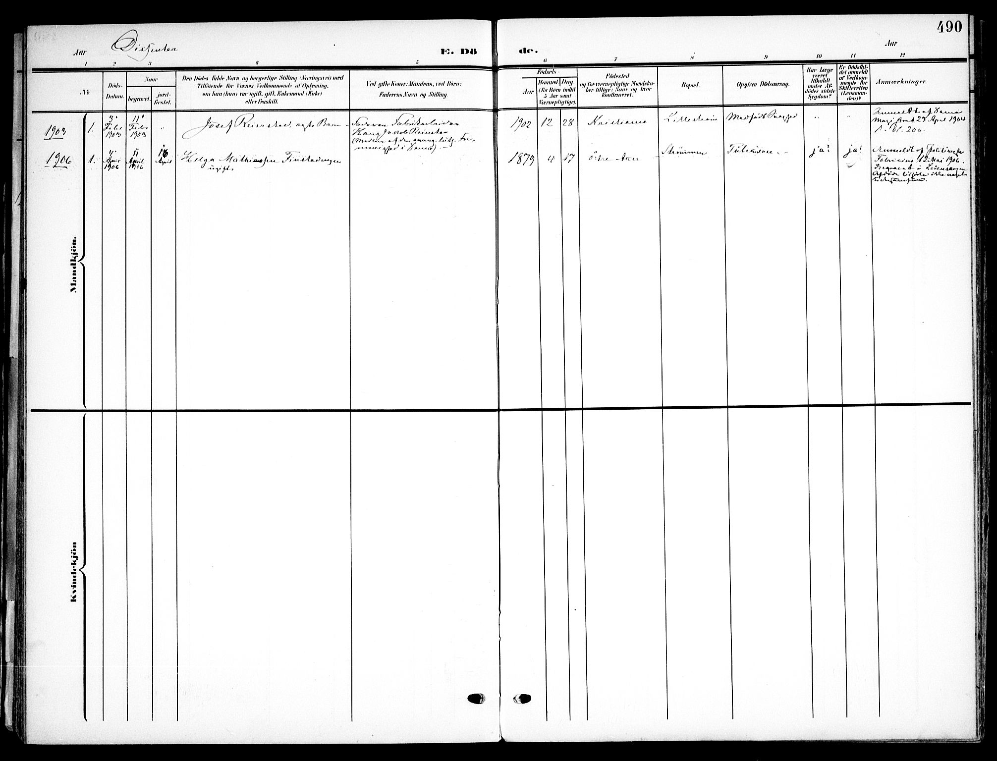 Skedsmo prestekontor Kirkebøker, SAO/A-10033a/F/Fa/L0015: Parish register (official) no. I 15, 1902-1917, p. 490