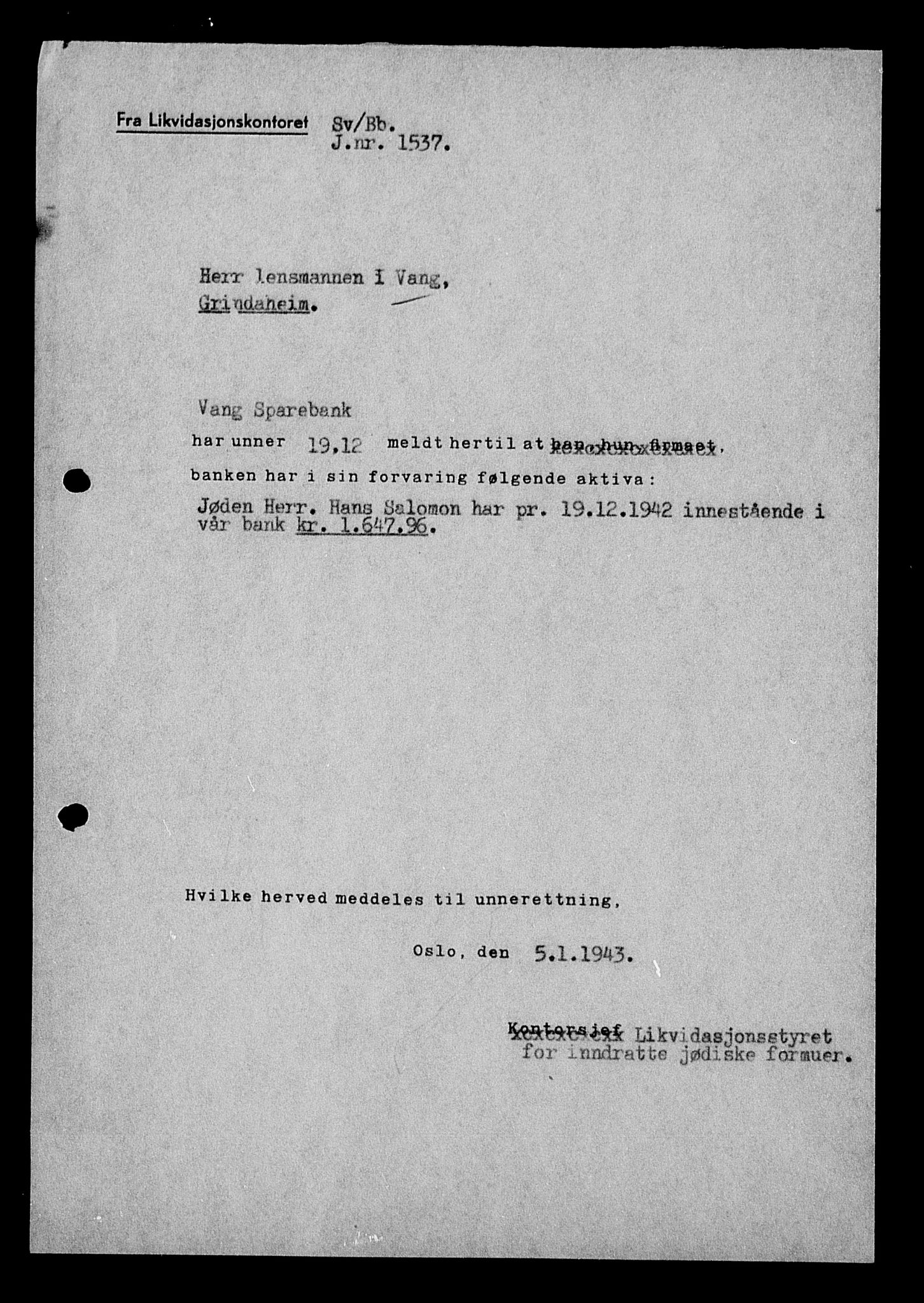 Justisdepartementet, Tilbakeføringskontoret for inndratte formuer, AV/RA-S-1564/H/Hc/Hcd/L1009: --, 1945-1947, p. 136