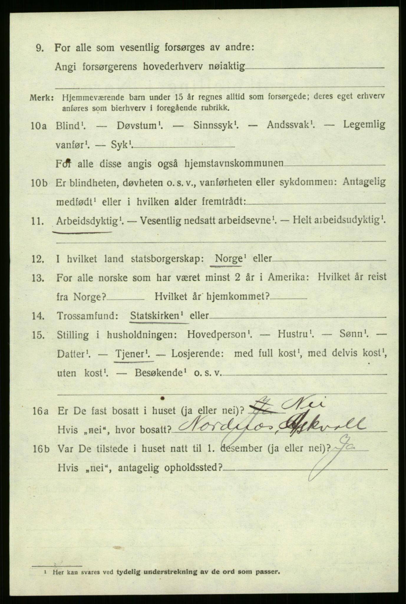 SAB, 1920 census for Askvoll, 1920, p. 4331