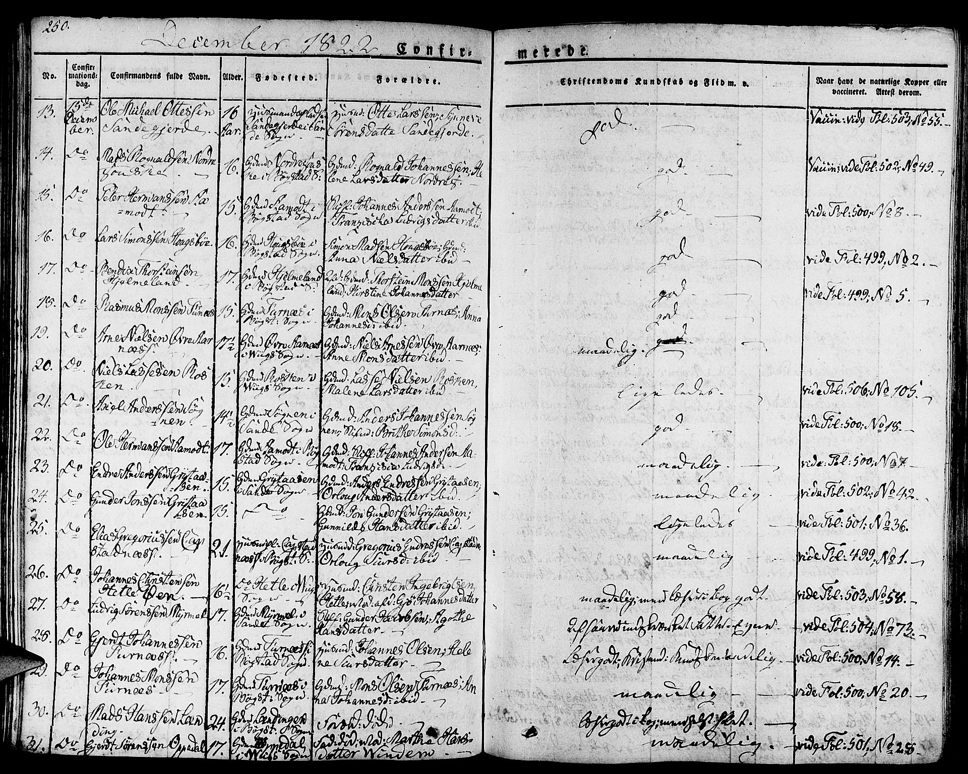 Gaular sokneprestembete, AV/SAB-A-80001/H/Haa: Parish register (official) no. A 3, 1821-1840, p. 250