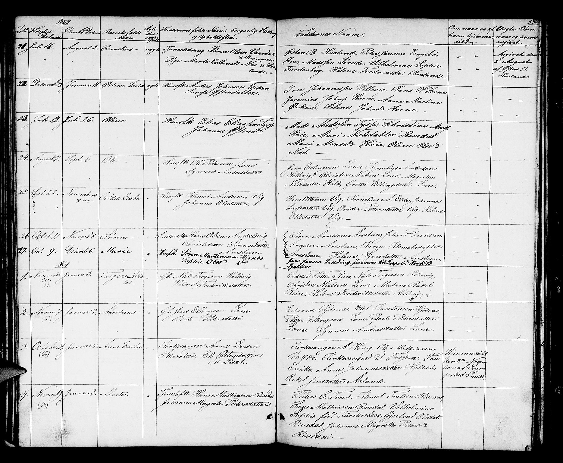 Fjaler sokneprestembete, AV/SAB-A-79801/H/Hab/Haba/L0002: Parish register (copy) no. A 2, 1846-1864, p. 35