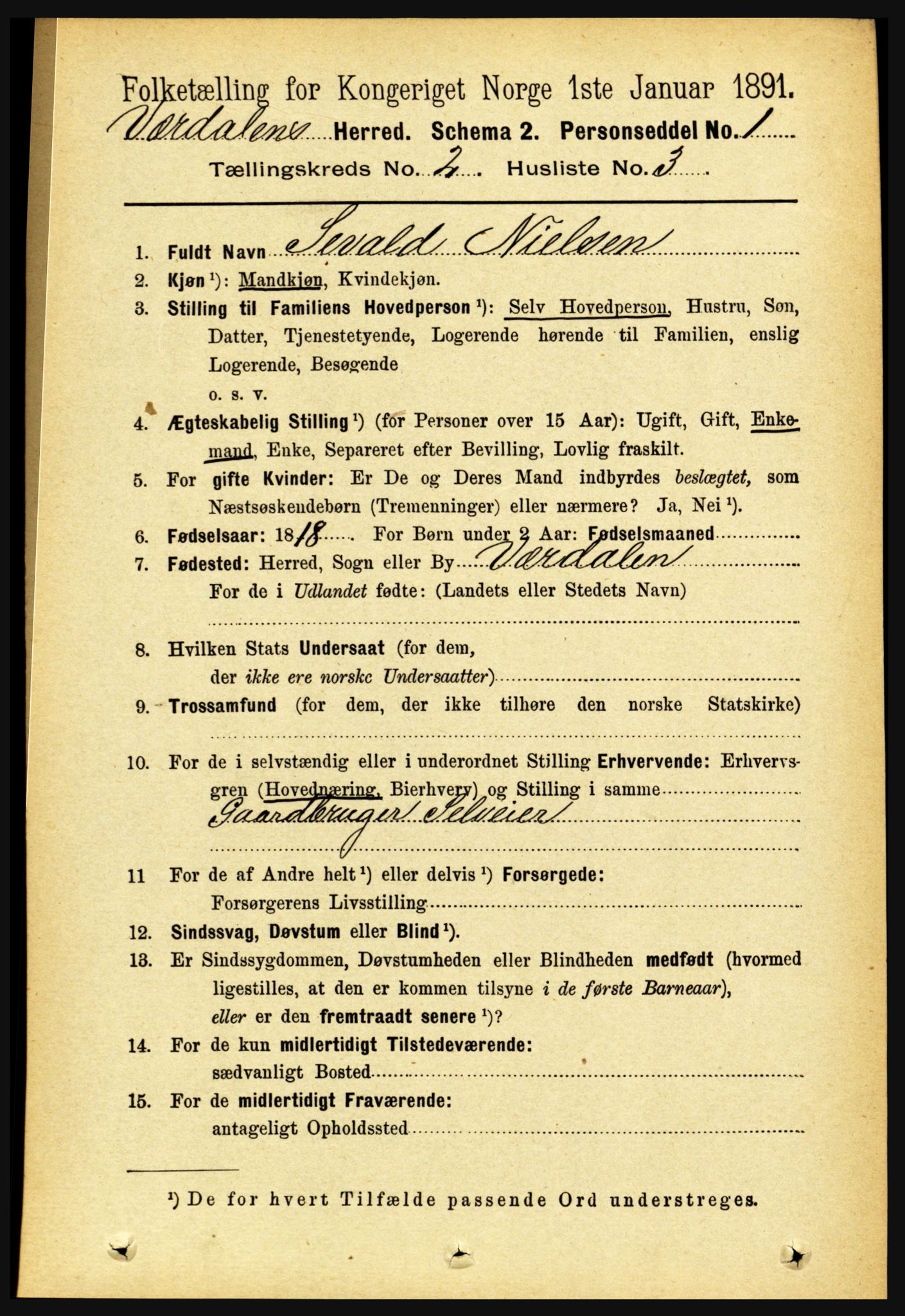 RA, 1891 census for 1721 Verdal, 1891, p. 799