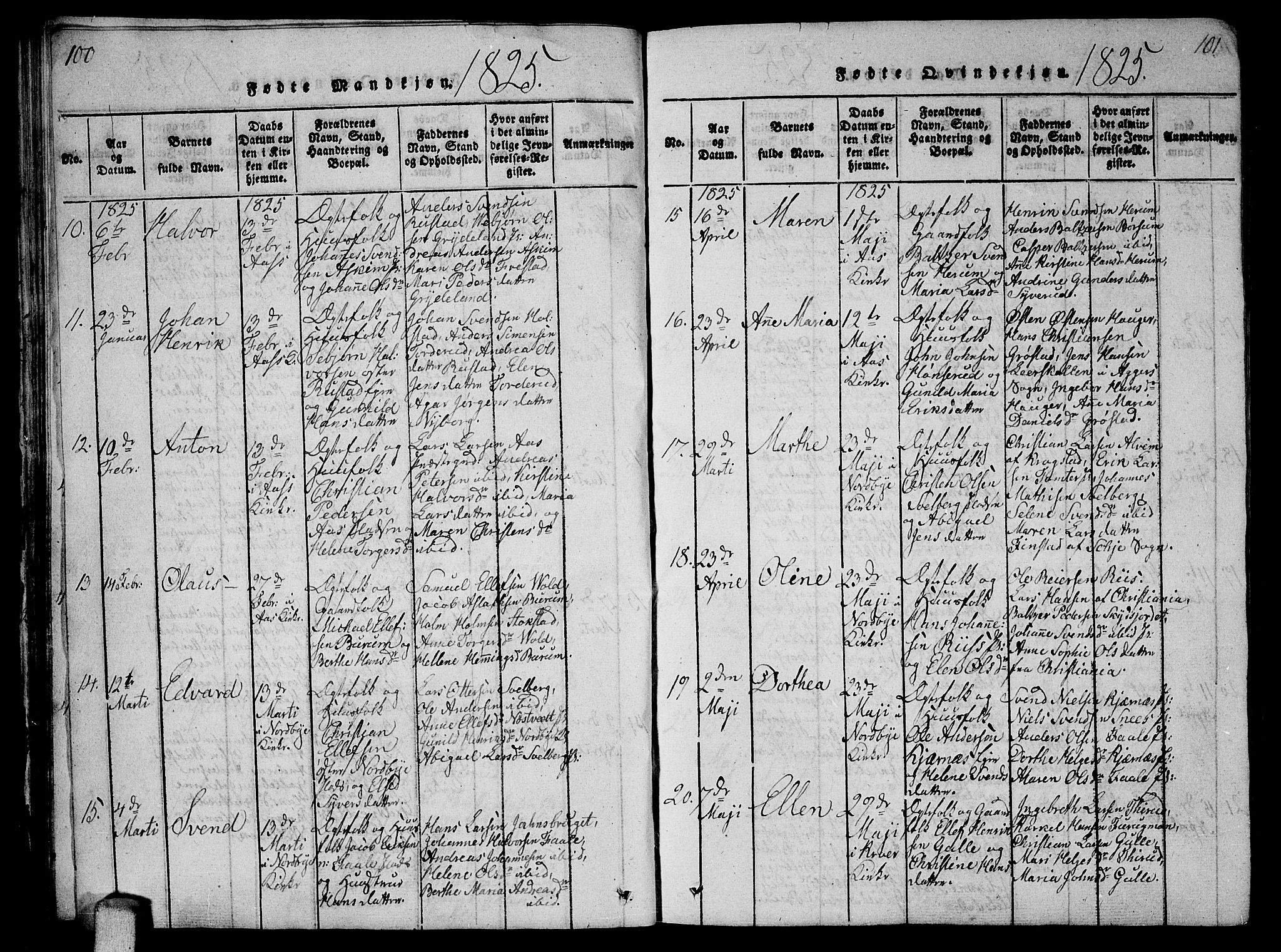 Ås prestekontor Kirkebøker, SAO/A-10894/G/Ga/L0002: Parish register (copy) no. I 2, 1820-1836, p. 100-101