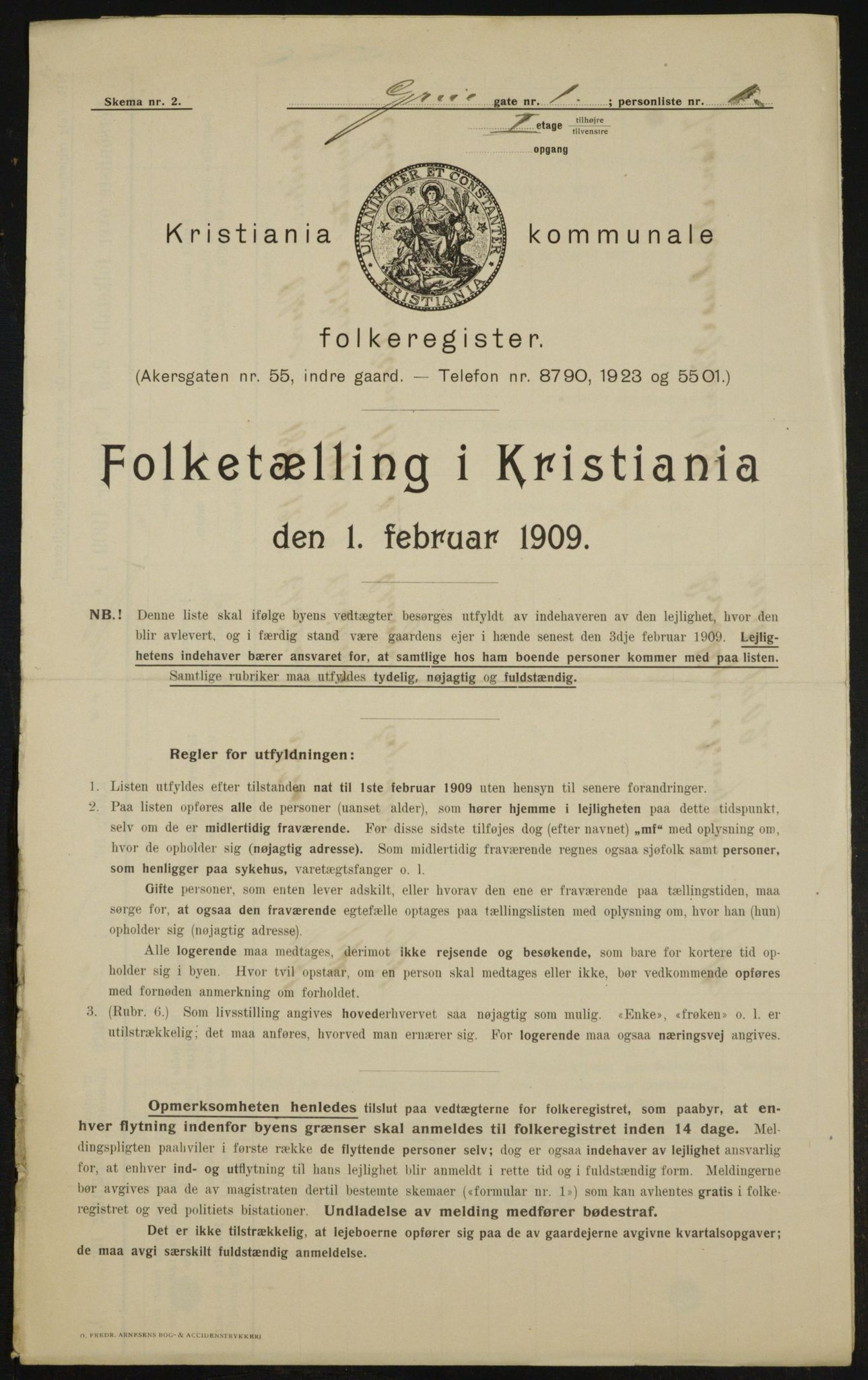 OBA, Municipal Census 1909 for Kristiania, 1909, p. 27480