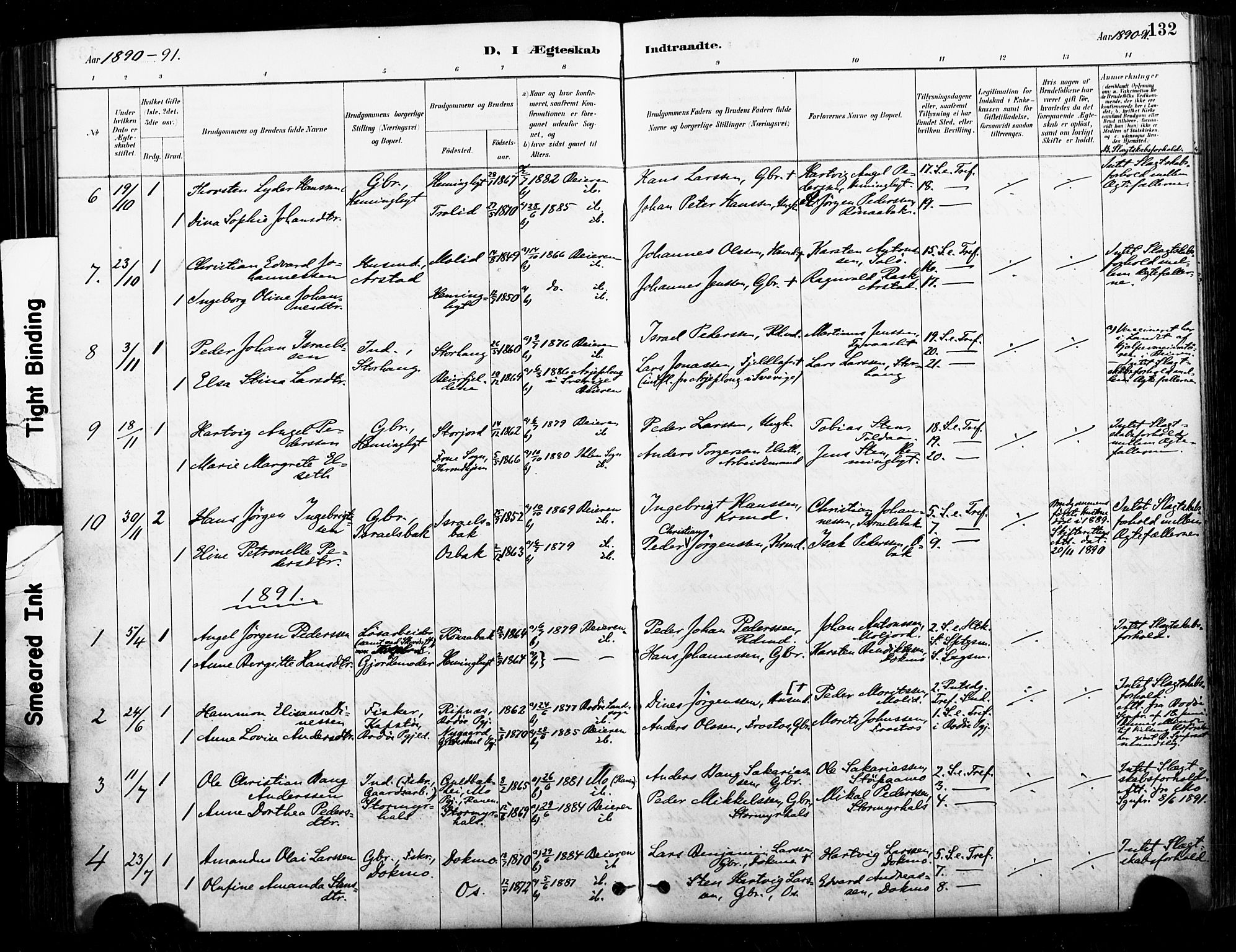 Ministerialprotokoller, klokkerbøker og fødselsregistre - Nordland, AV/SAT-A-1459/846/L0646: Parish register (official) no. 846A04, 1887-1901, p. 132