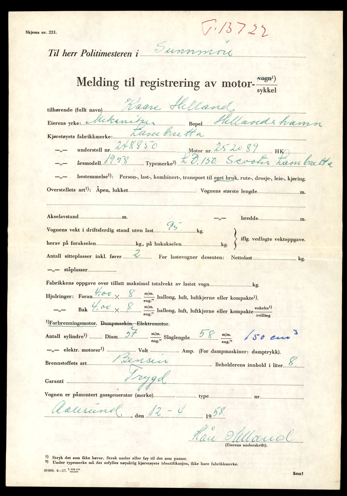Møre og Romsdal vegkontor - Ålesund trafikkstasjon, AV/SAT-A-4099/F/Fe/L0041: Registreringskort for kjøretøy T 13710 - T 13905, 1927-1998, p. 205