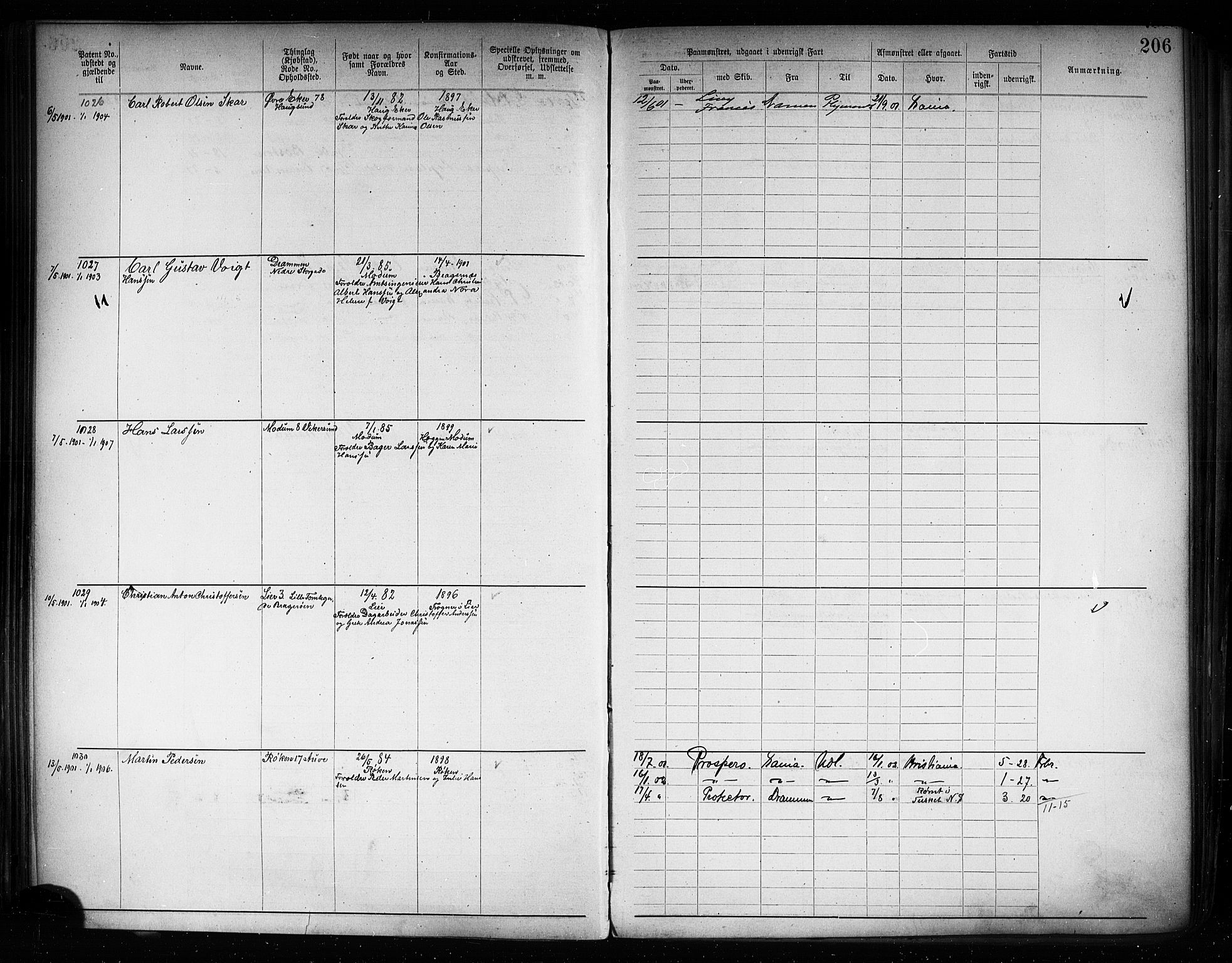 Drammen innrulleringsdistrikt, SAKO/A-781/F/Fb/L0005: Annotasjonsrulle, 1894-1905, p. 209