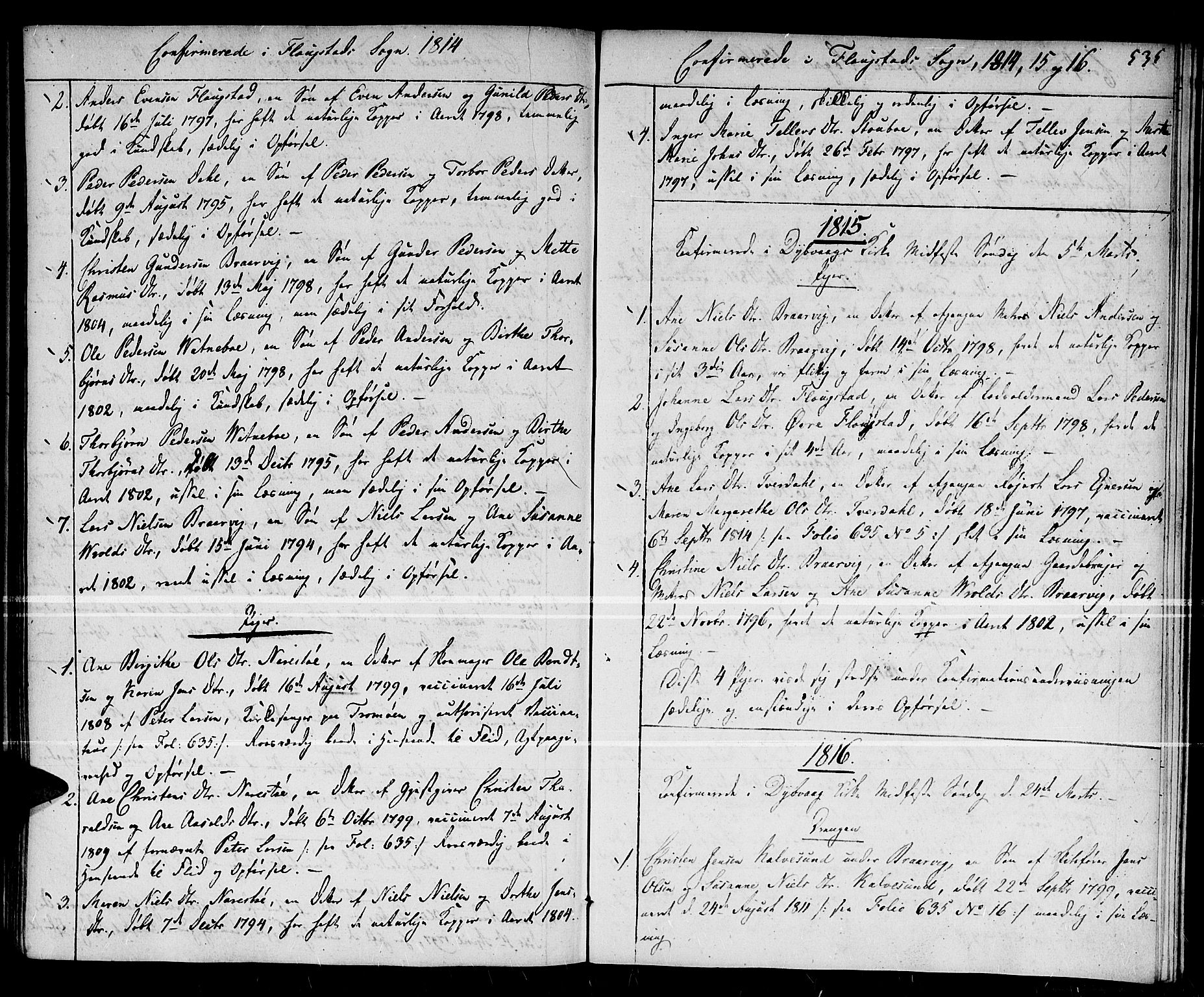 Dypvåg sokneprestkontor, SAK/1111-0007/F/Fa/Faa/L0002: Parish register (official) no. A 2 /2, 1813-1824, p. 535