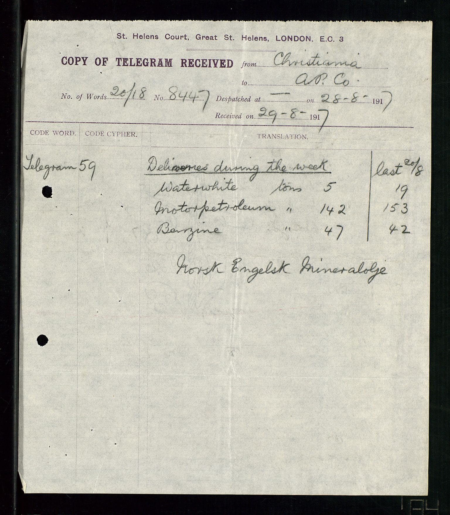 Pa 1521 - A/S Norske Shell, AV/SAST-A-101915/E/Ea/Eaa/L0001: Sjefskorrespondanse, 1917, p. 185